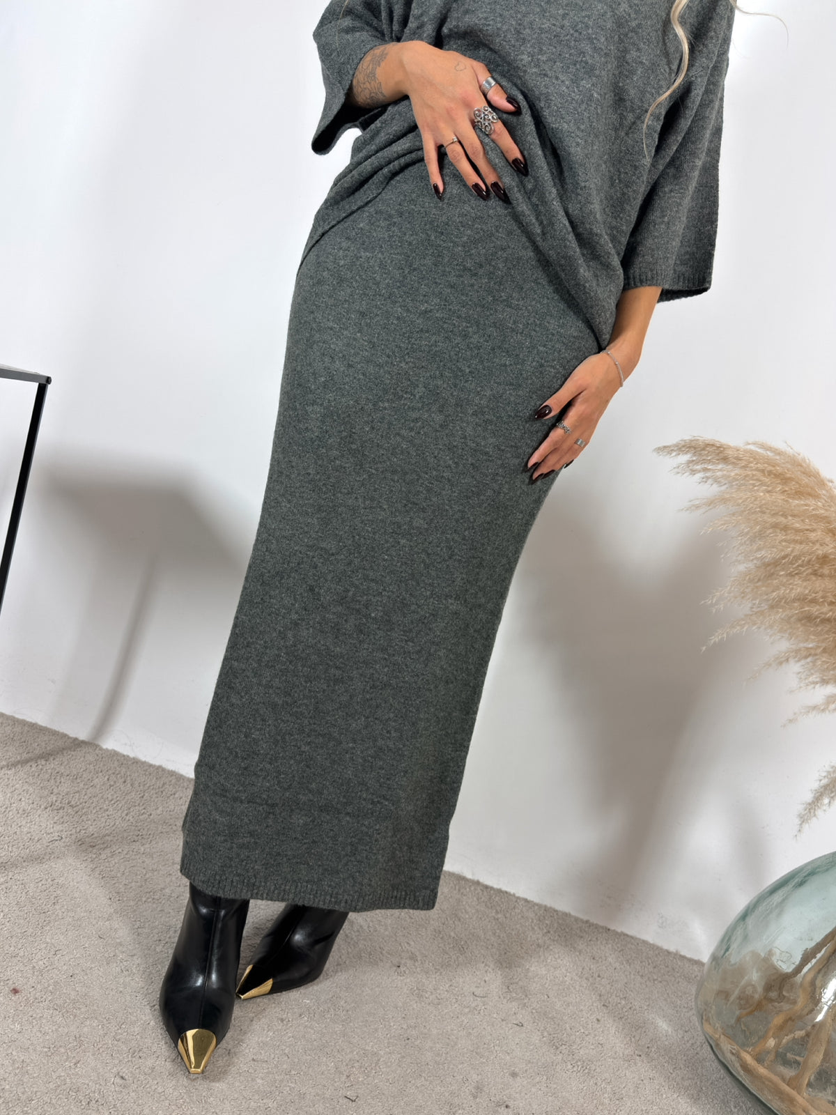 Gonna Tubo Maglia Grigio Glamorous