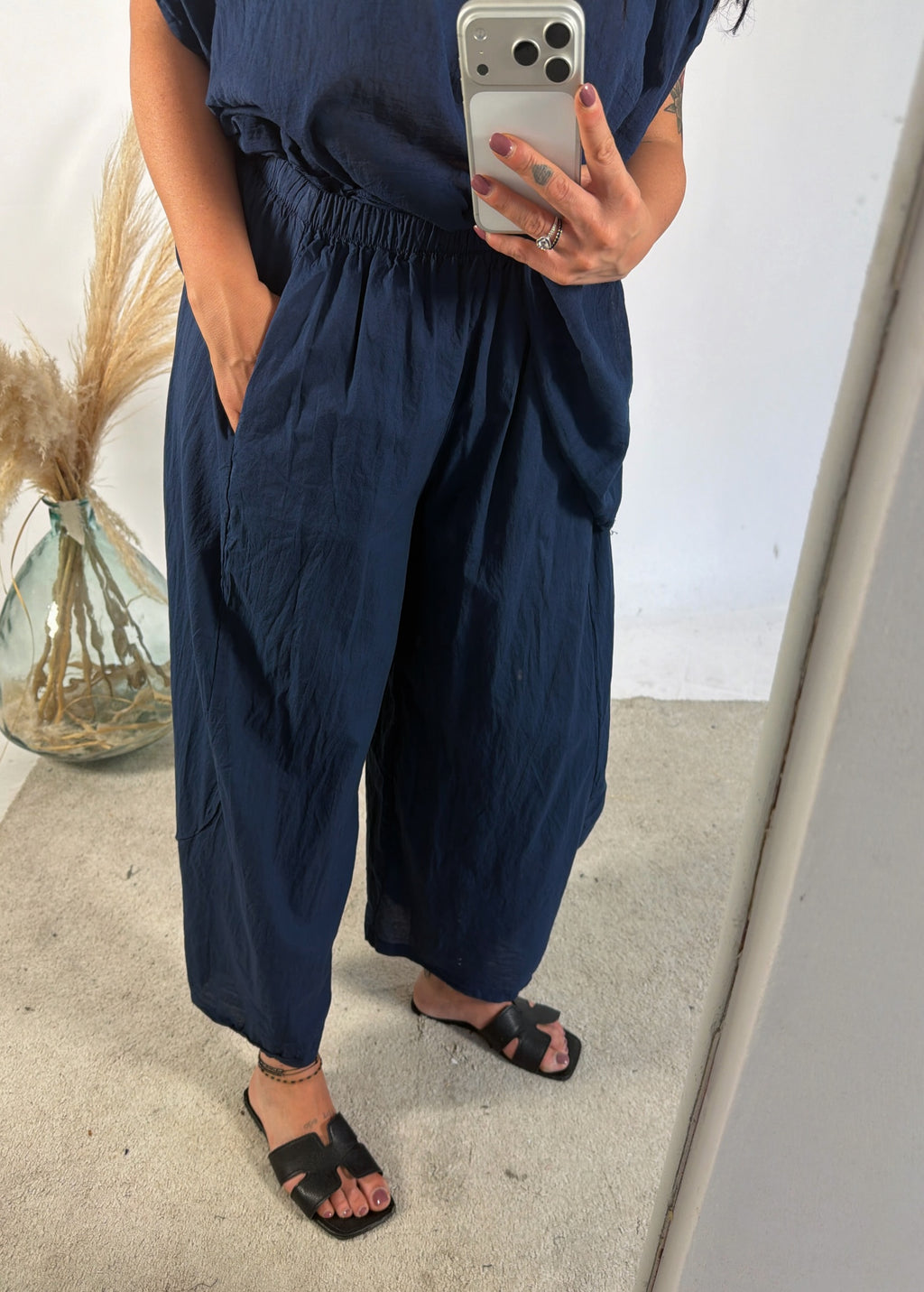 Pantalone Barbara Cotone Blu