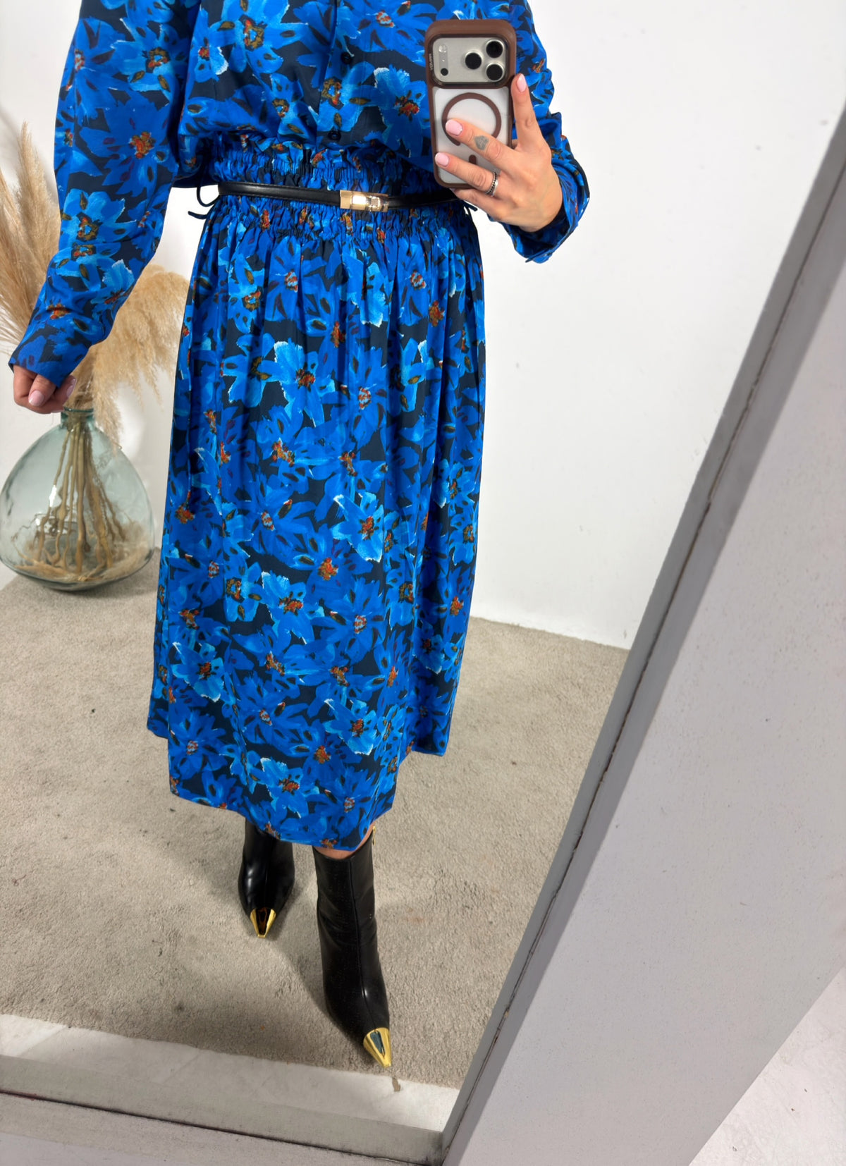 Gonna Midi Fiori Blu/Nero Compania Fantastica