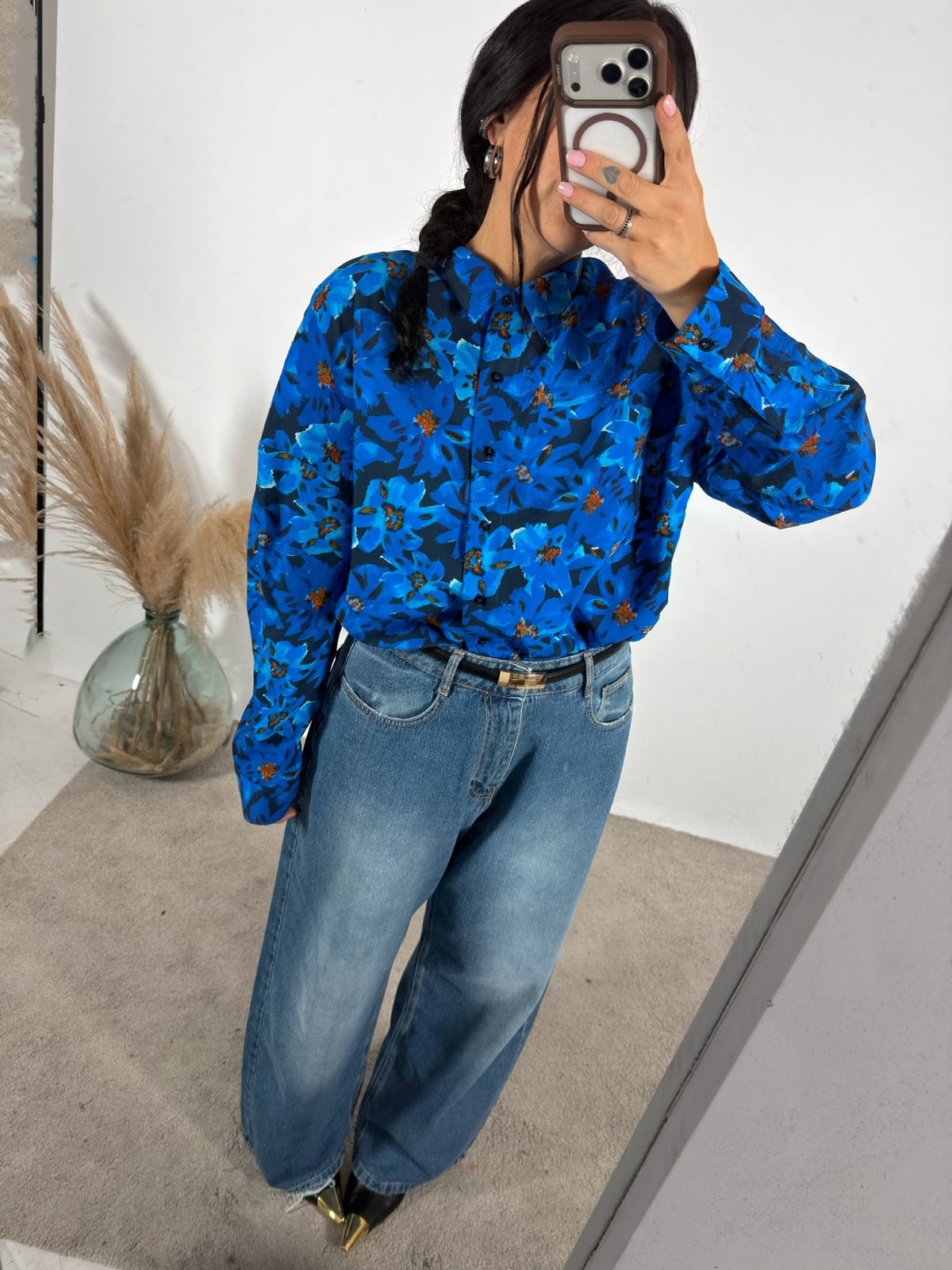 Camicia Fiori Blu/Nero Compania Fantastica
