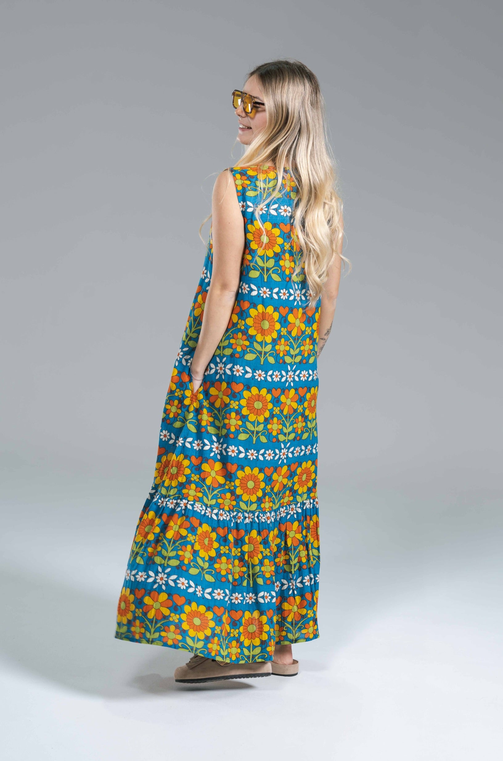 Maxi Abito Fantasia Girasoli Compania Fantastica