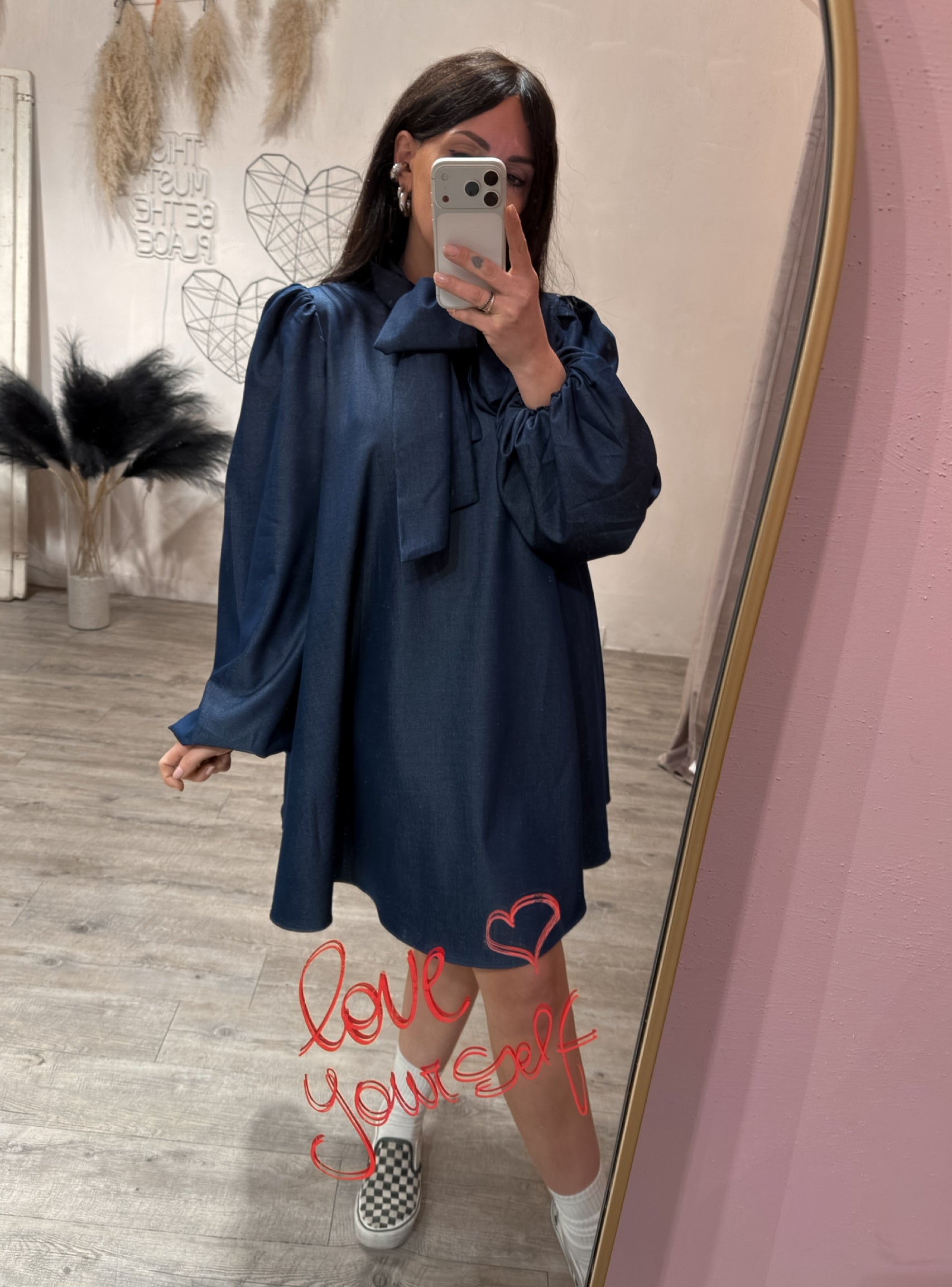 Mini Abito Denim Fiocco Glamorous