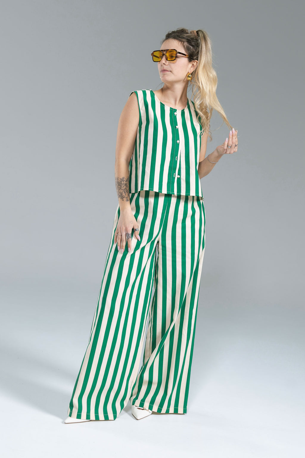 Pantalone Riga Verde Cotton Compania Fantastica