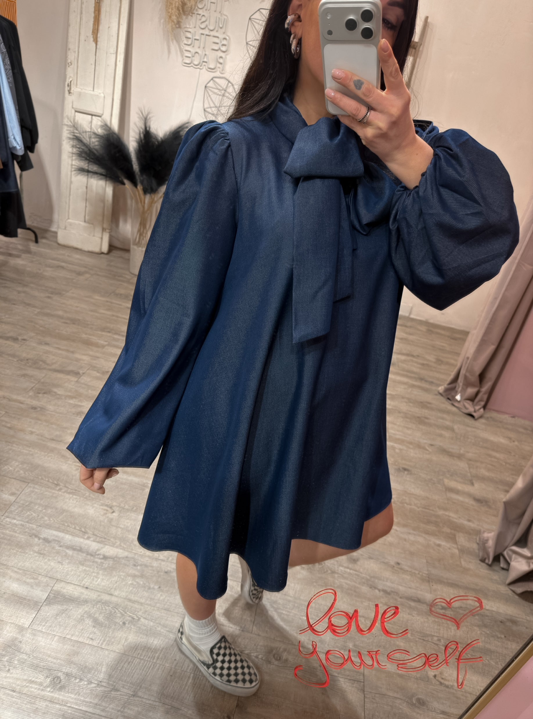 Mini Abito Denim Fiocco Glamorous