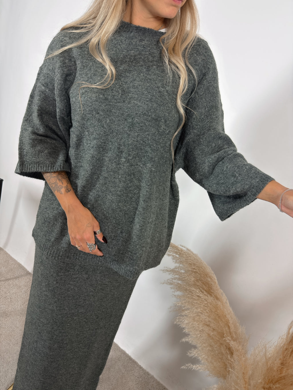Maxi Maglia Quadra Grigio Glamorous