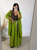 Maxi Cardigan Kimono Mussola Verde