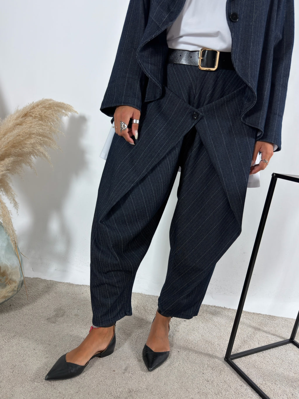 Pantalone Turca Denim Gessato Blu  Notte