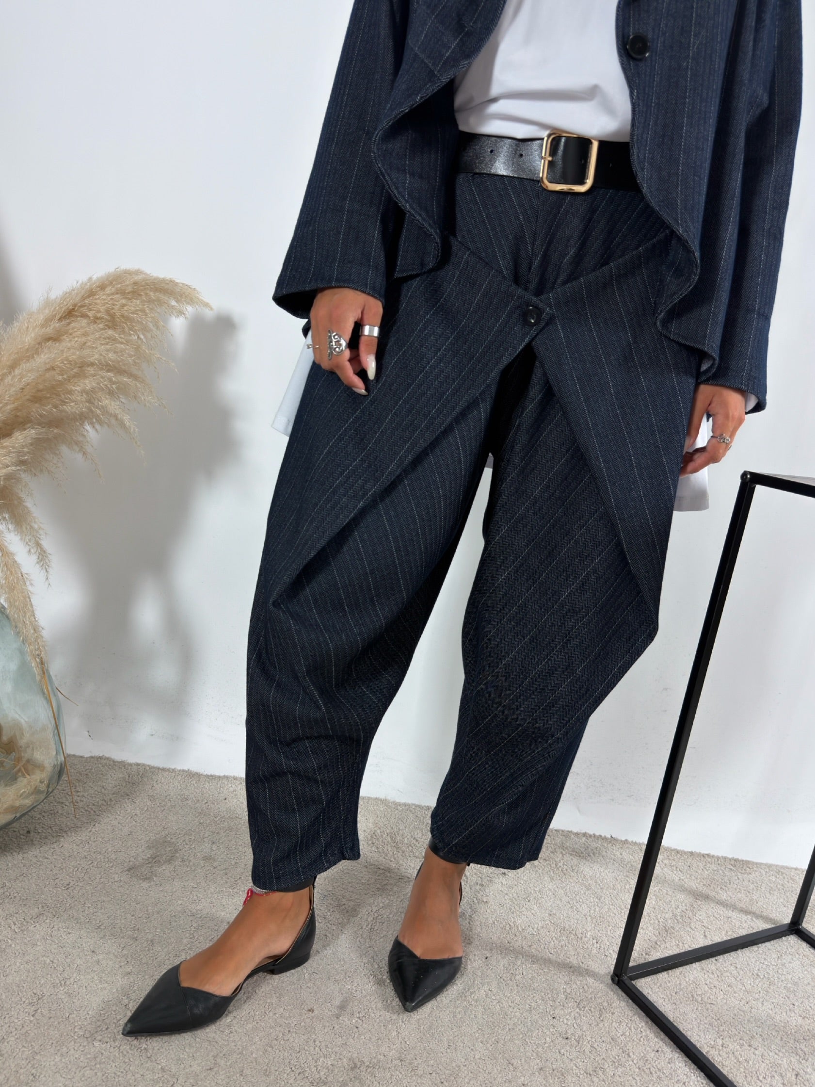 Pantalone Turca Denim Gessato Blu  Notte