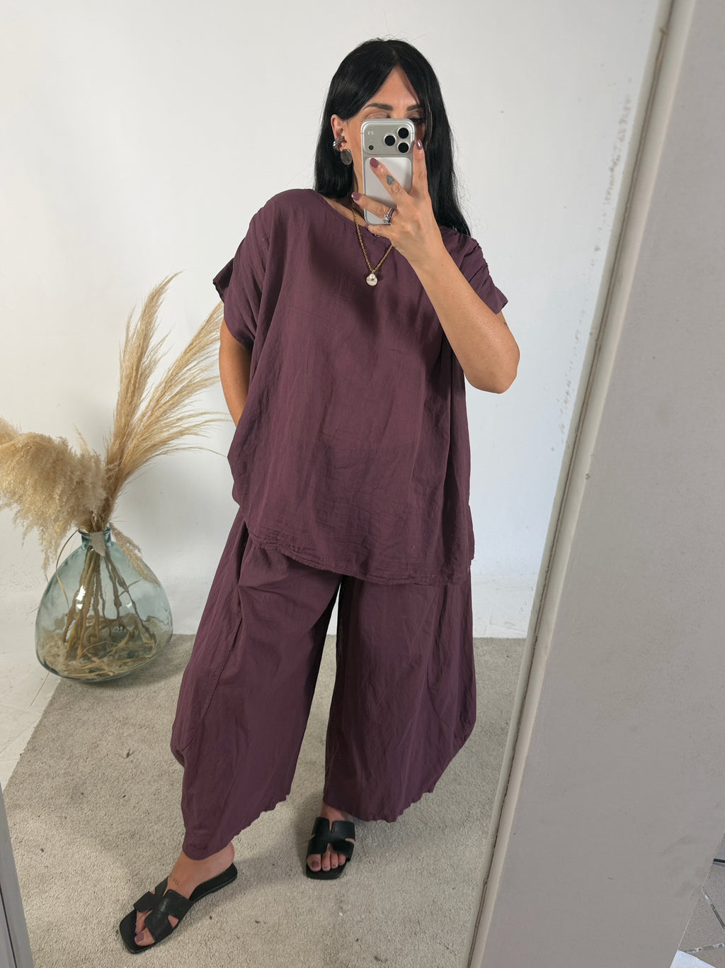 Pantalone Barbara Cotone Malva