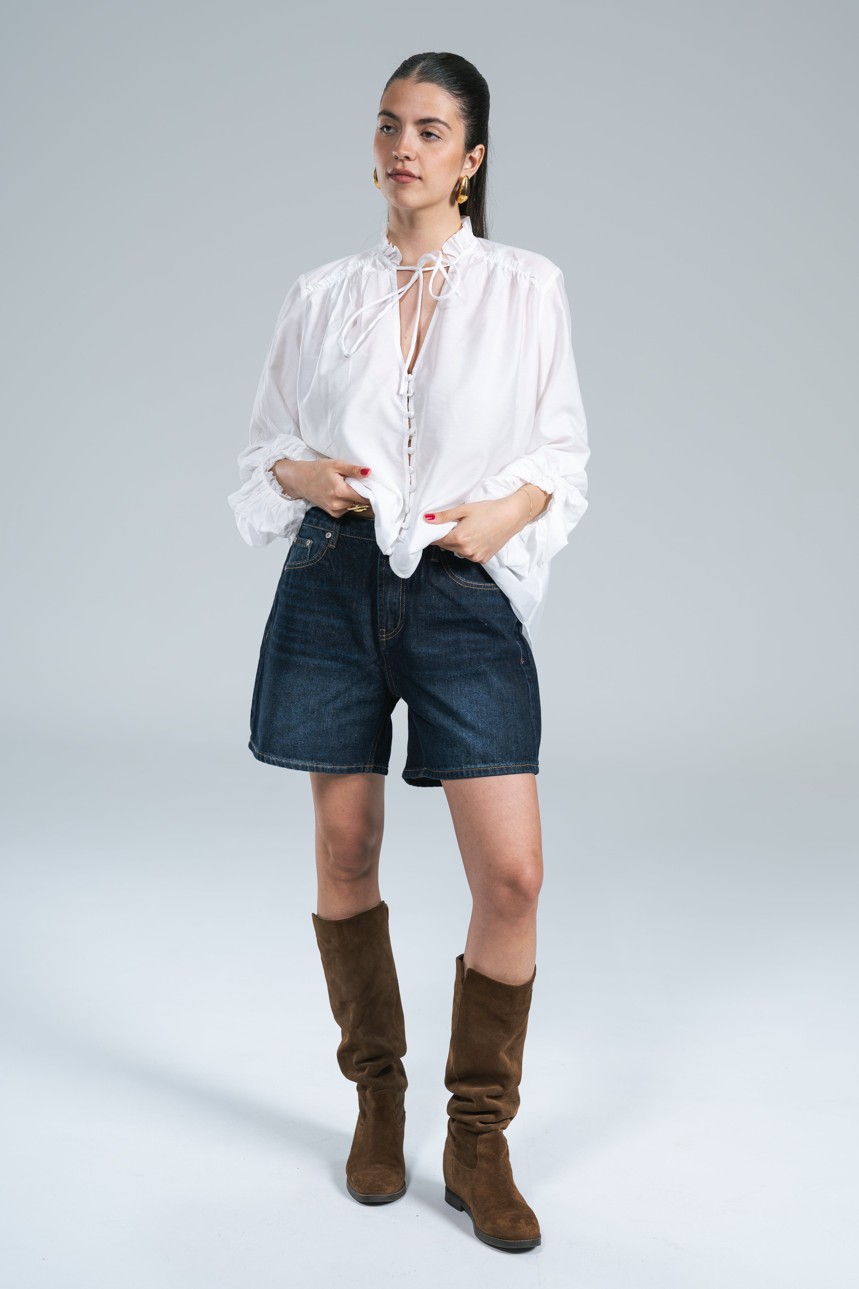 Maxi Camicia Waffle Bianco Glamorous