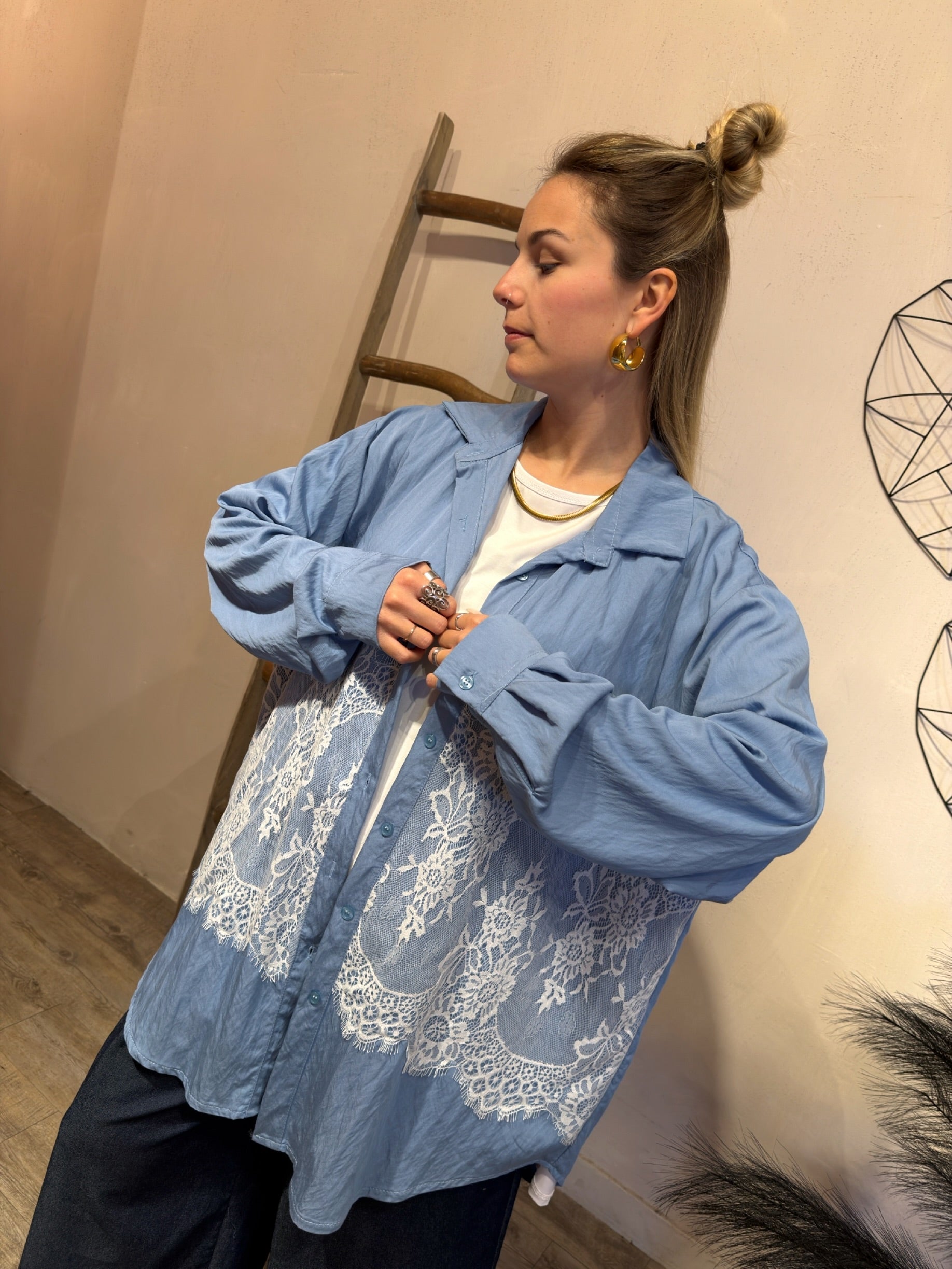 Maxi Camicia Yara Viscosa e Pizzo