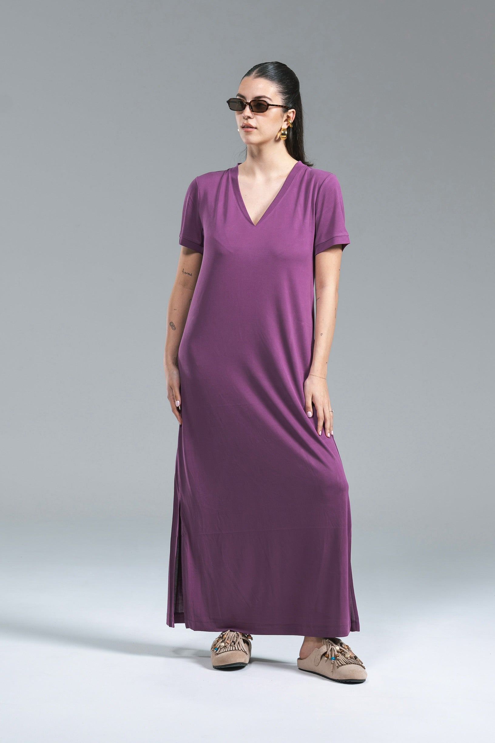 Maxi Abito Lyocell Fluido Surkana Ciclamino