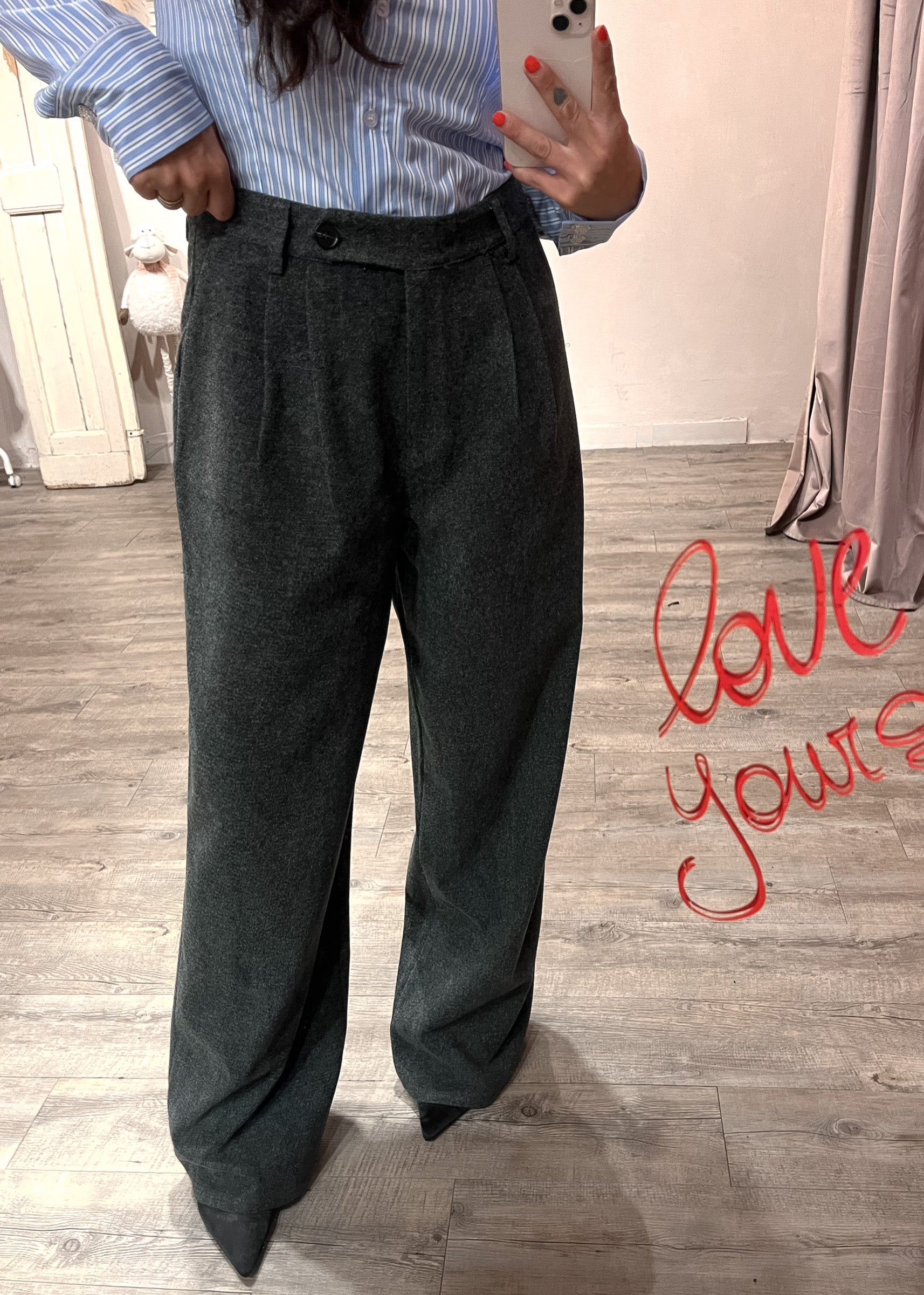 Pantalone Uomo Pinces Wool Antracite