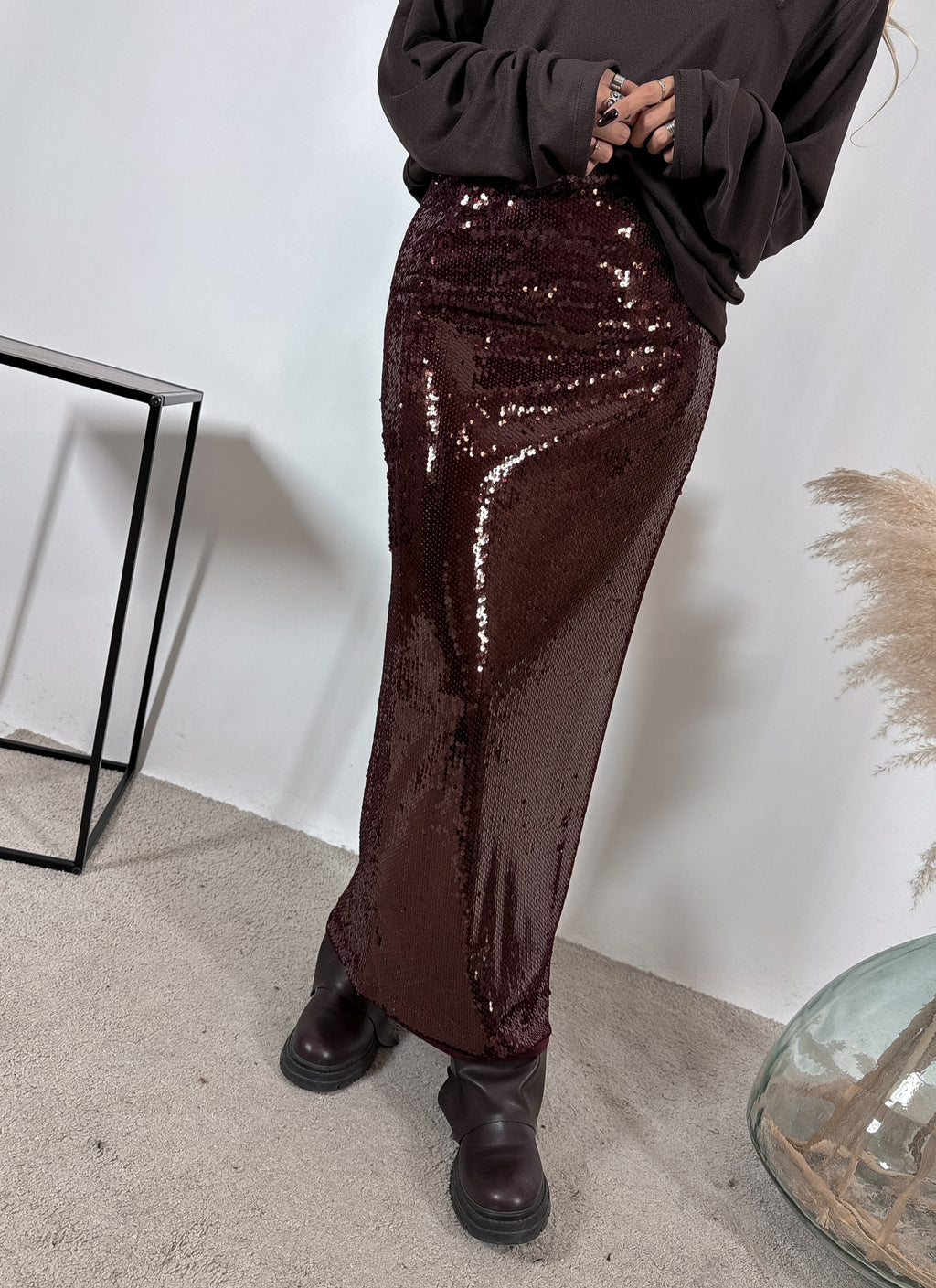 Gonna Tubo Paillettes Borgogna Kostumn1