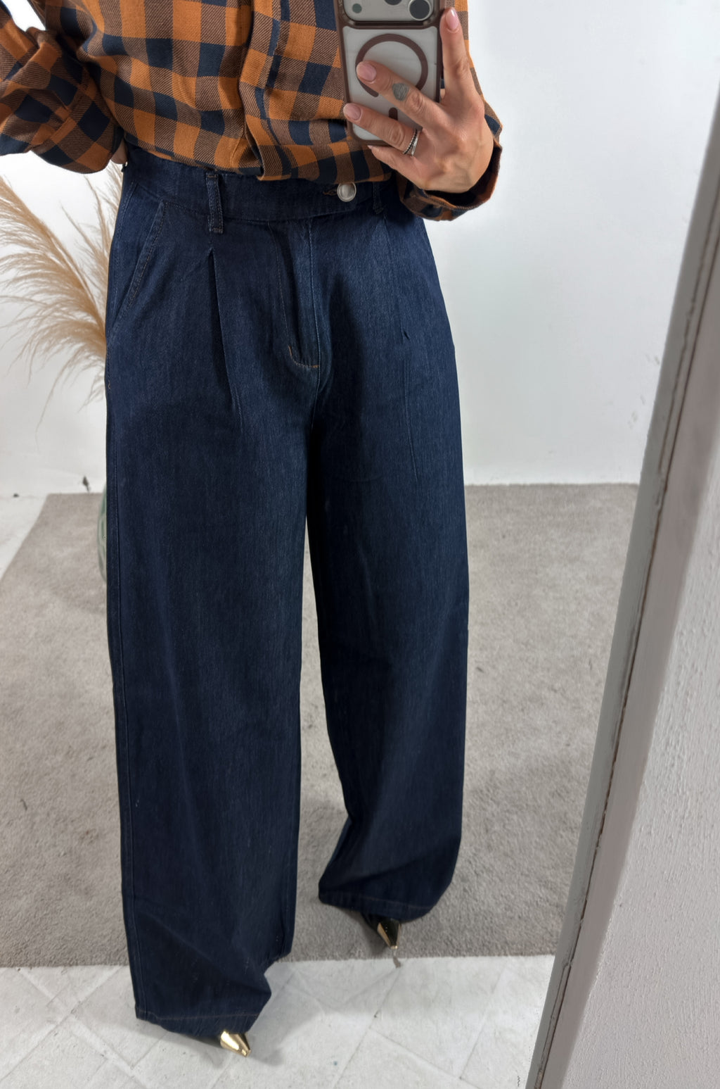 Pantalone Palazzo Denim Soft Blu scuro 24Colours