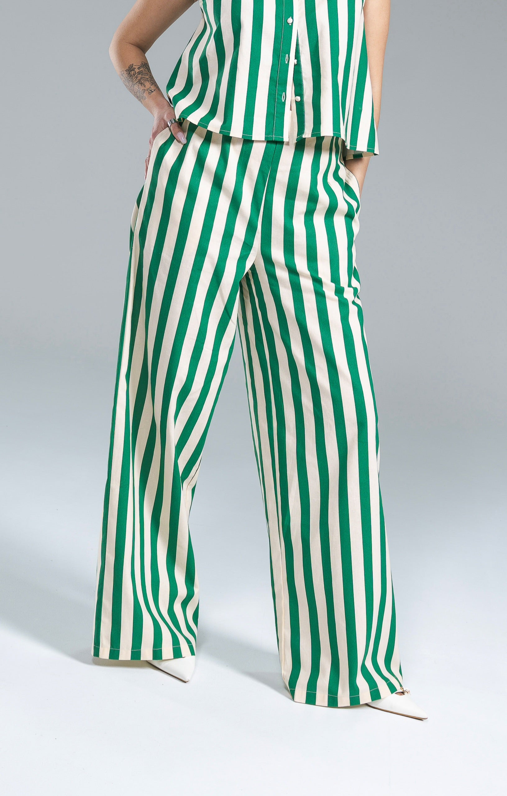 Pantalone Riga Verde Cotton Compania Fantastica