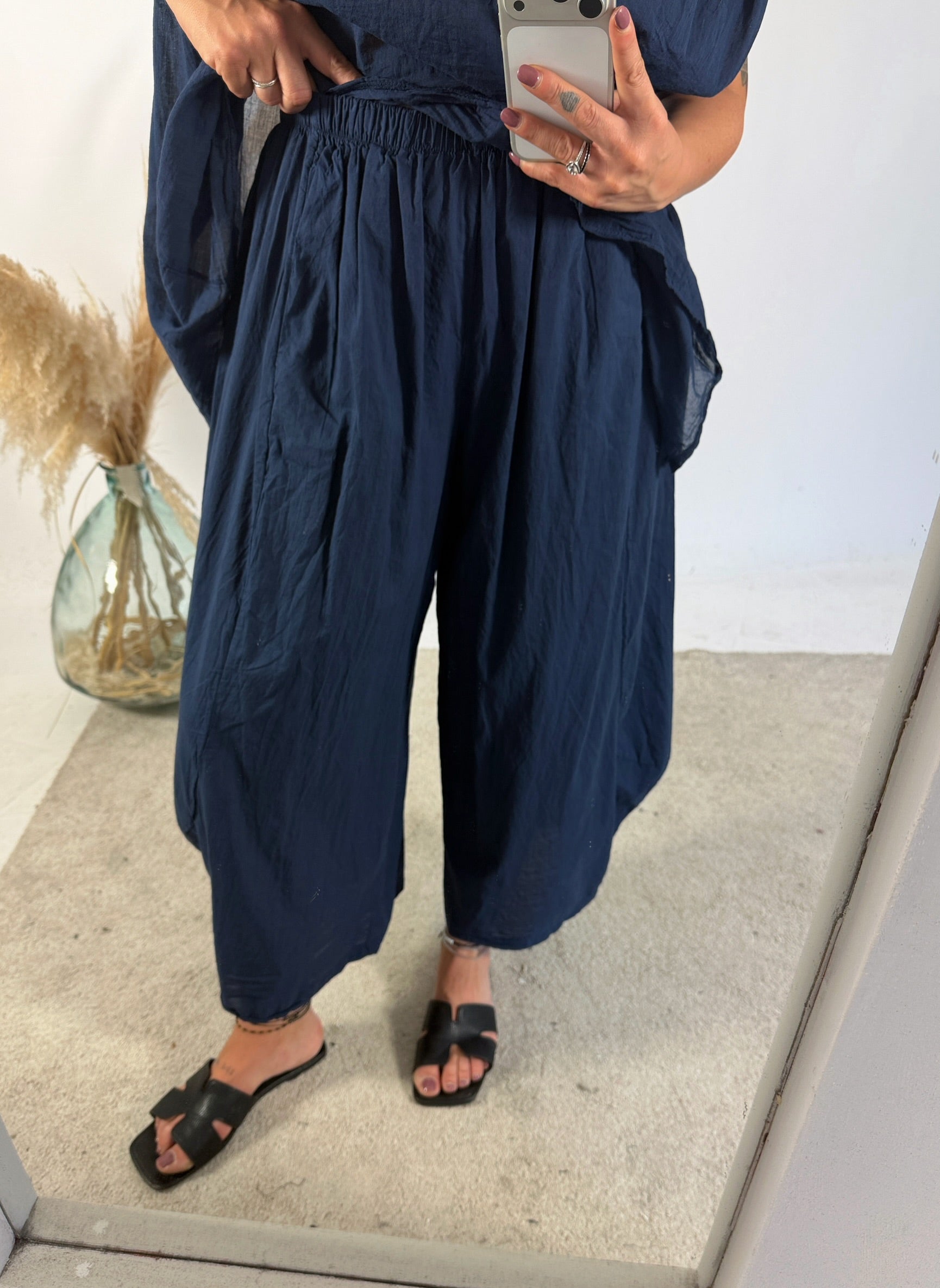 Pantalone Barbara Cotone Blu