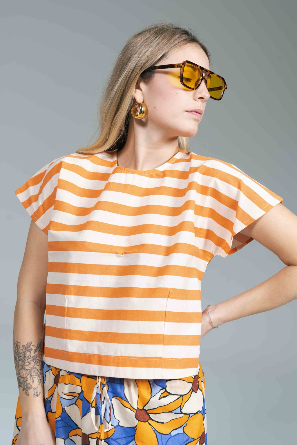 Blusa Riga Arancione Cotton Compania Fantastica