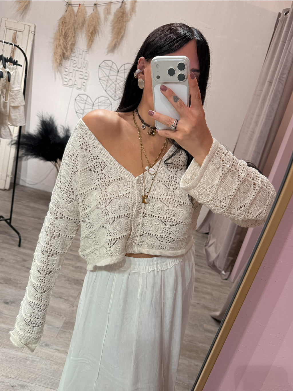Cardigan Crochet Panna 24Colours