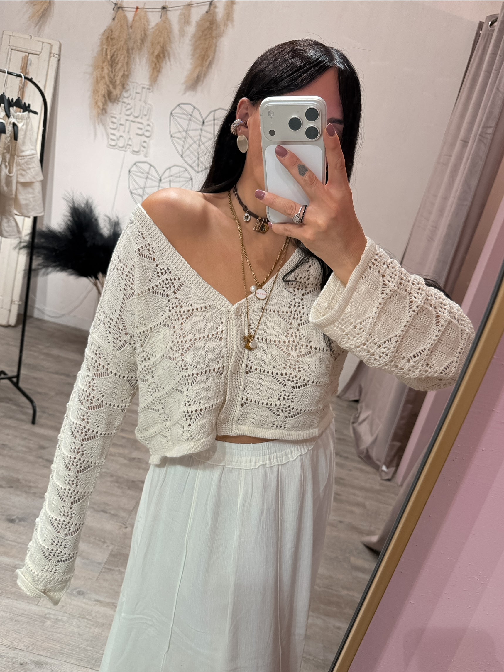 Cardigan Crochet Panna 24Colours