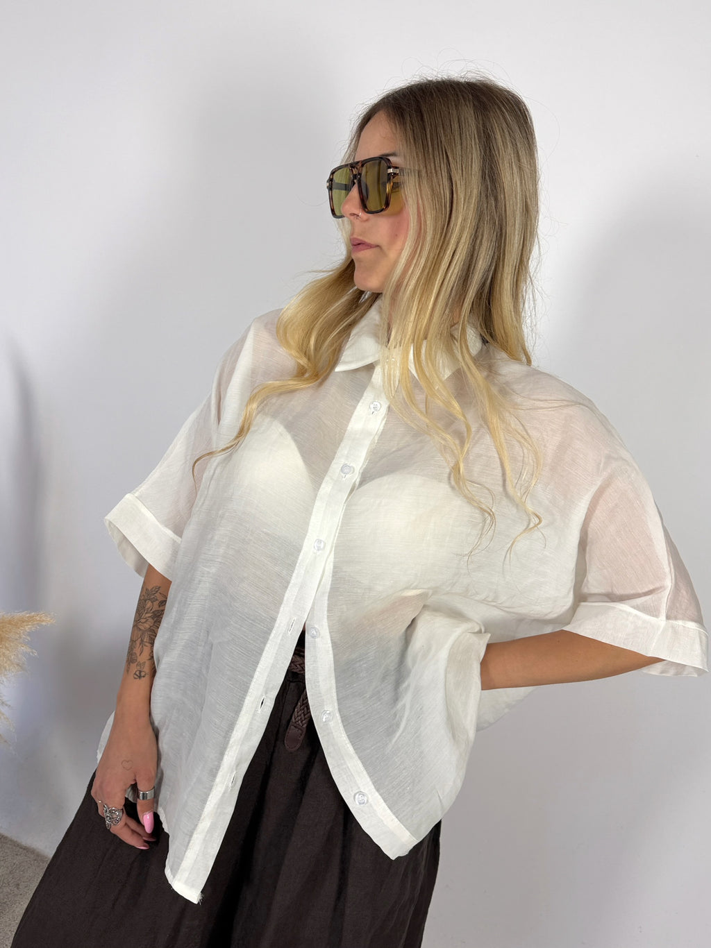 Camicia Scatola Lyocell Garza Burro