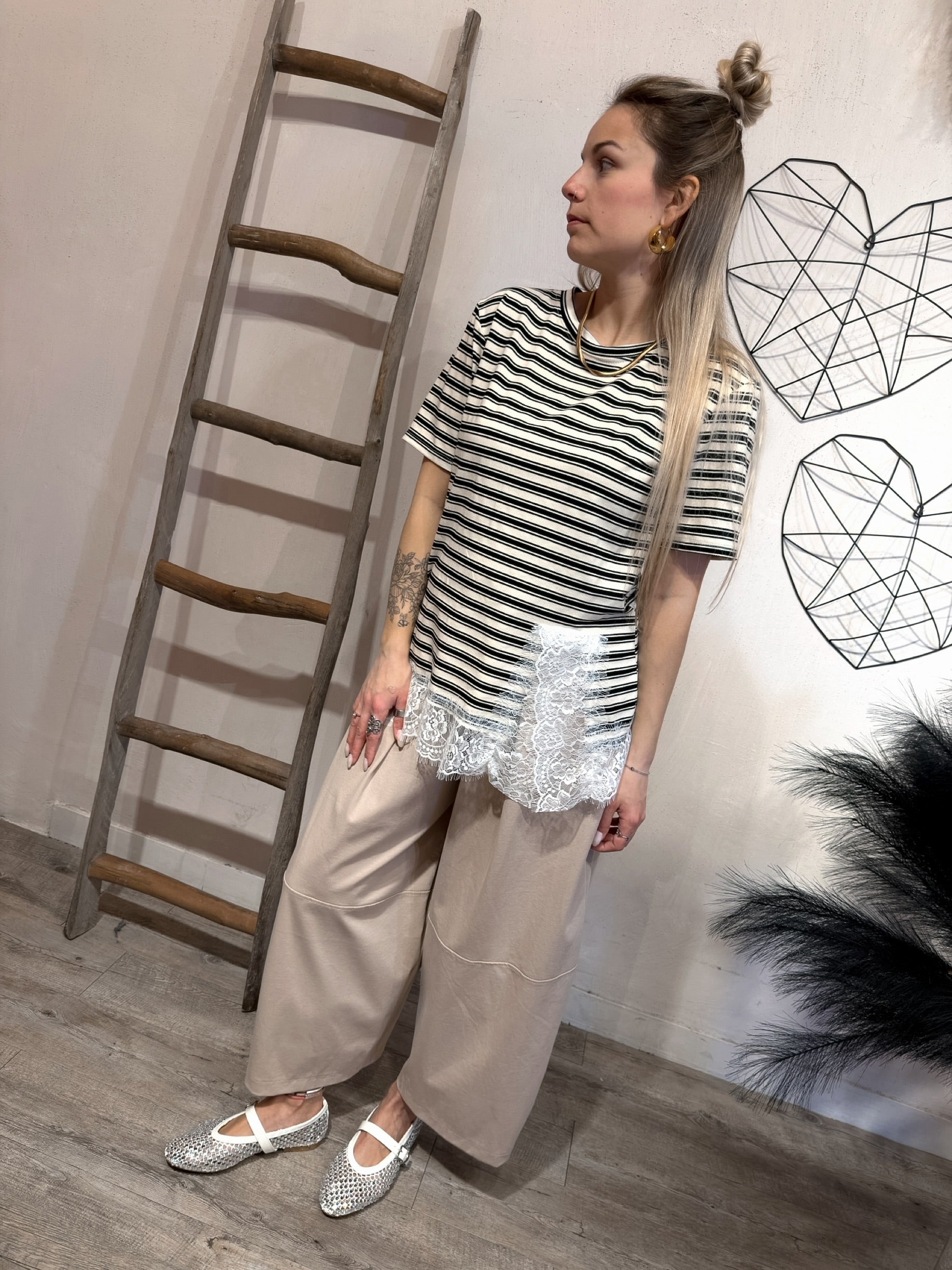 T-shirt Riga Inserto Pizzo