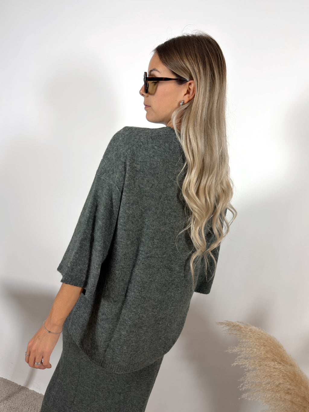 Maxi Maglia Quadra Grigio Glamorous