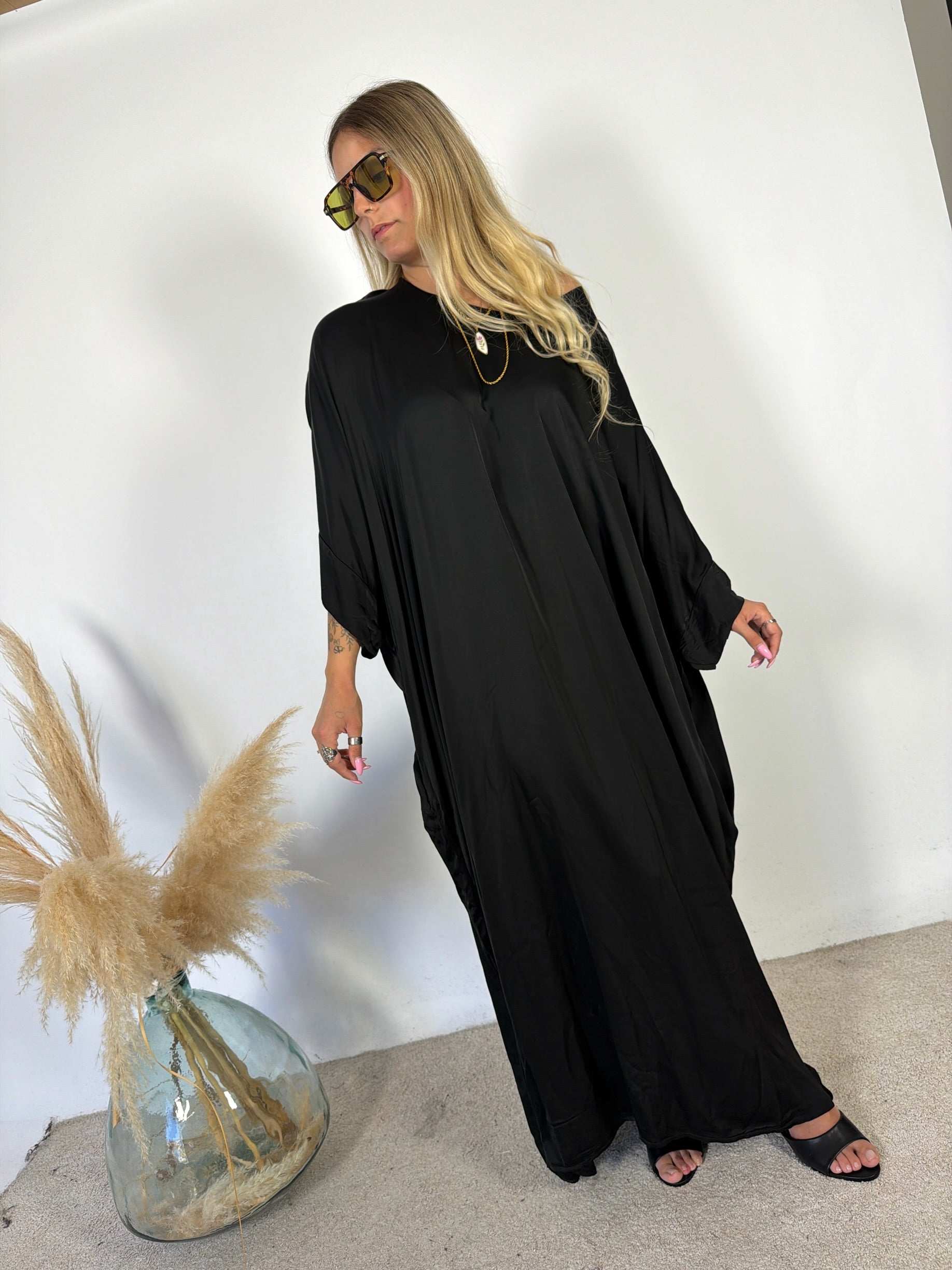 Maxi Abito Kimono Satinato +colori