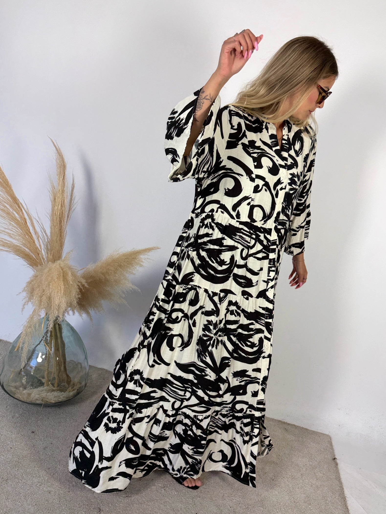 Maxi Abito Fantasia B/N