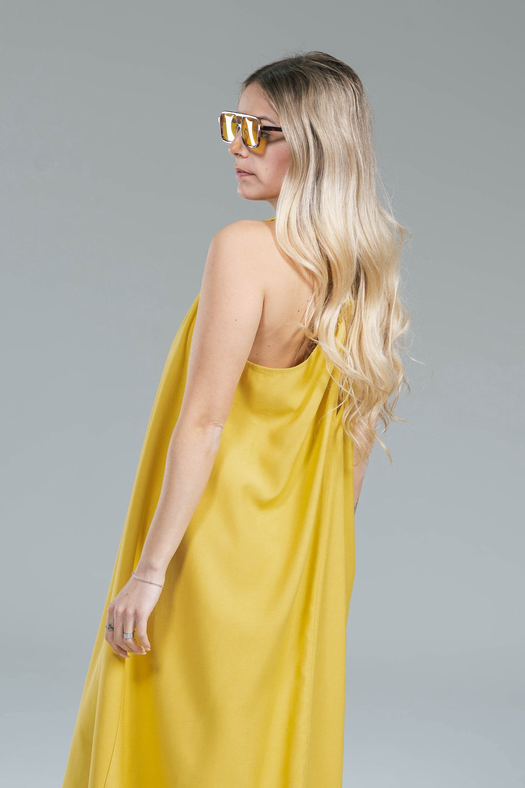 Maxi Abito Trapezio Nodo Giallo Wild Pony