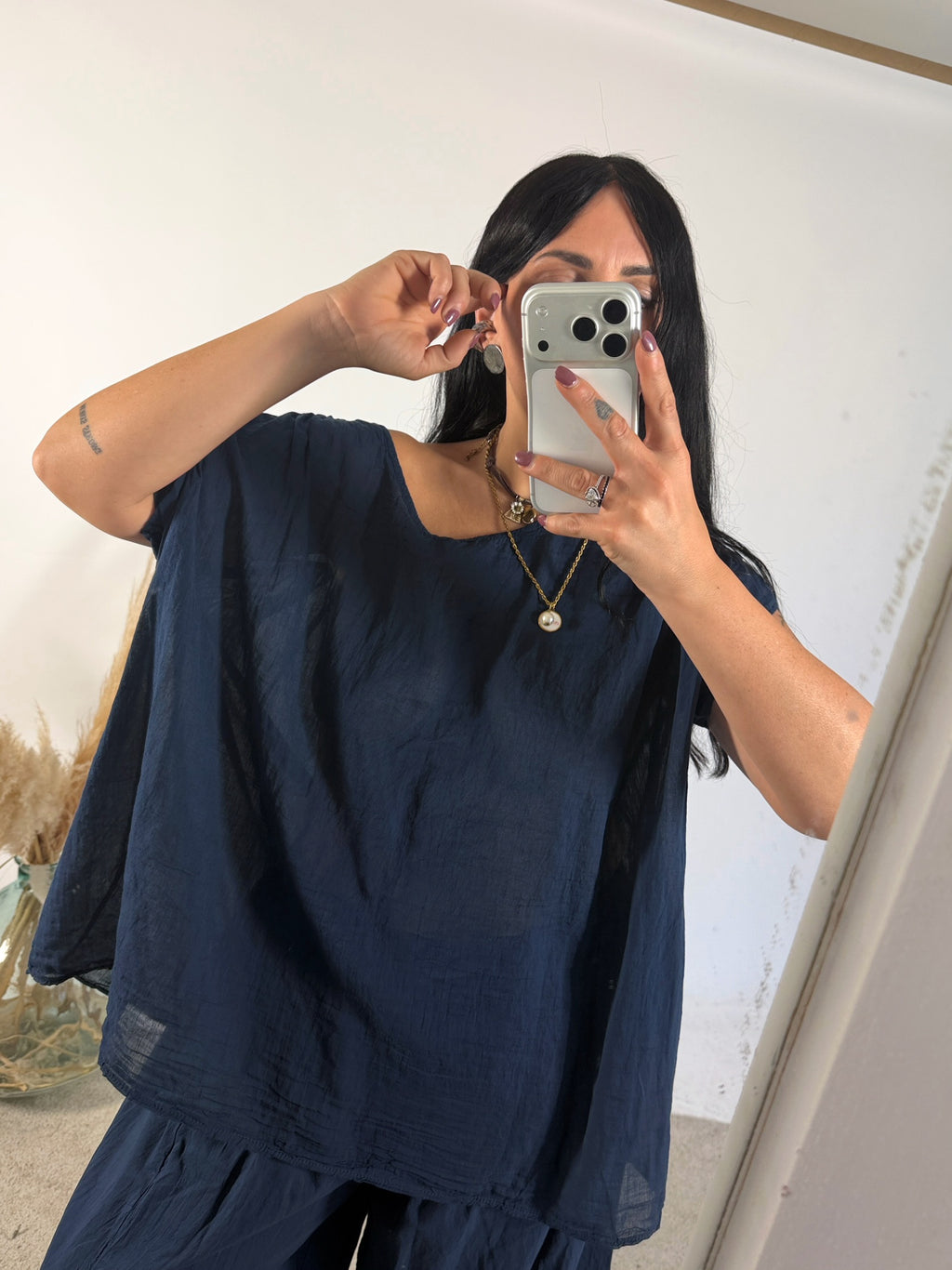 Blusa Barbara Mussola Blu