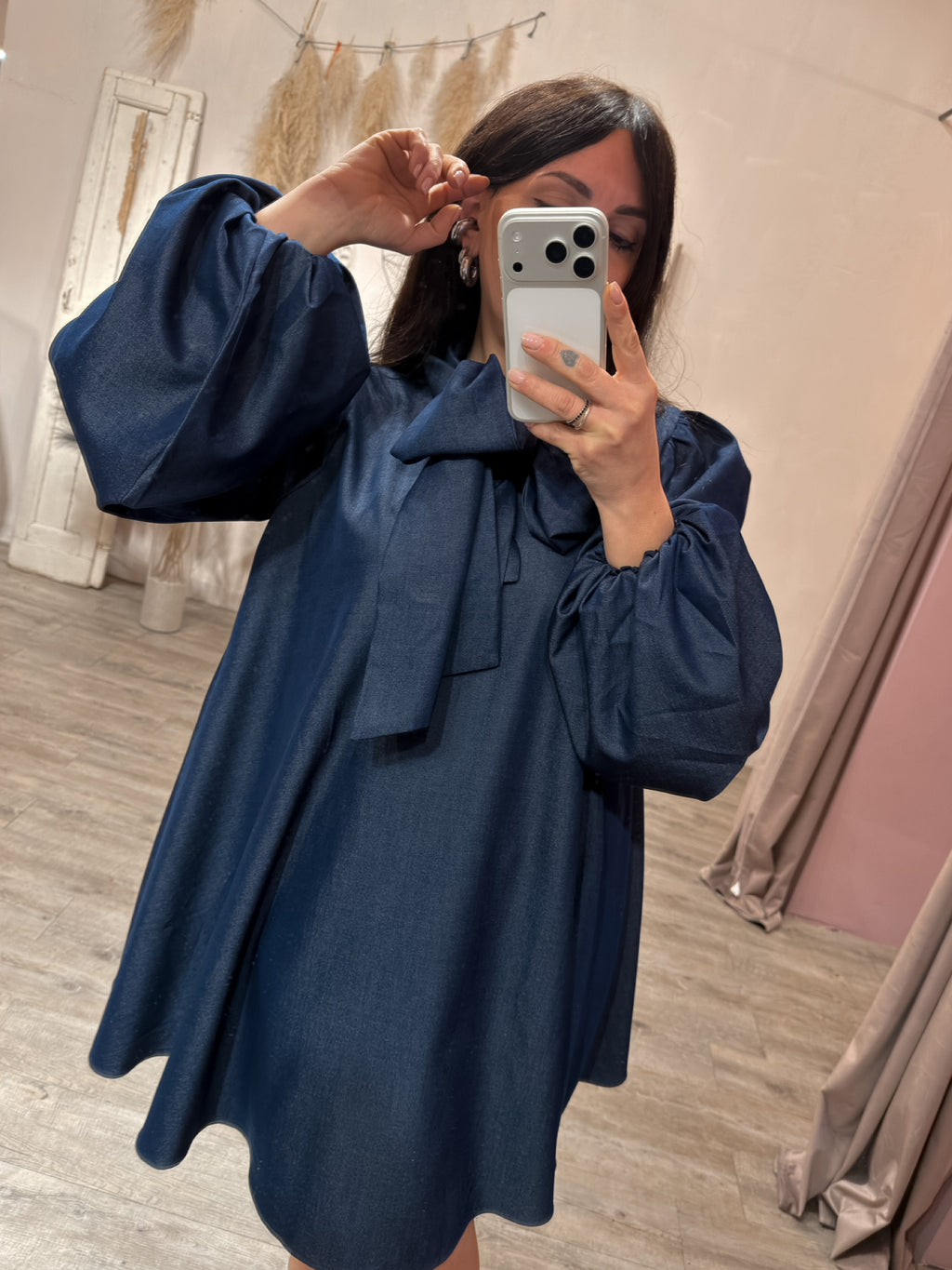 Mini Abito Denim Fiocco Glamorous