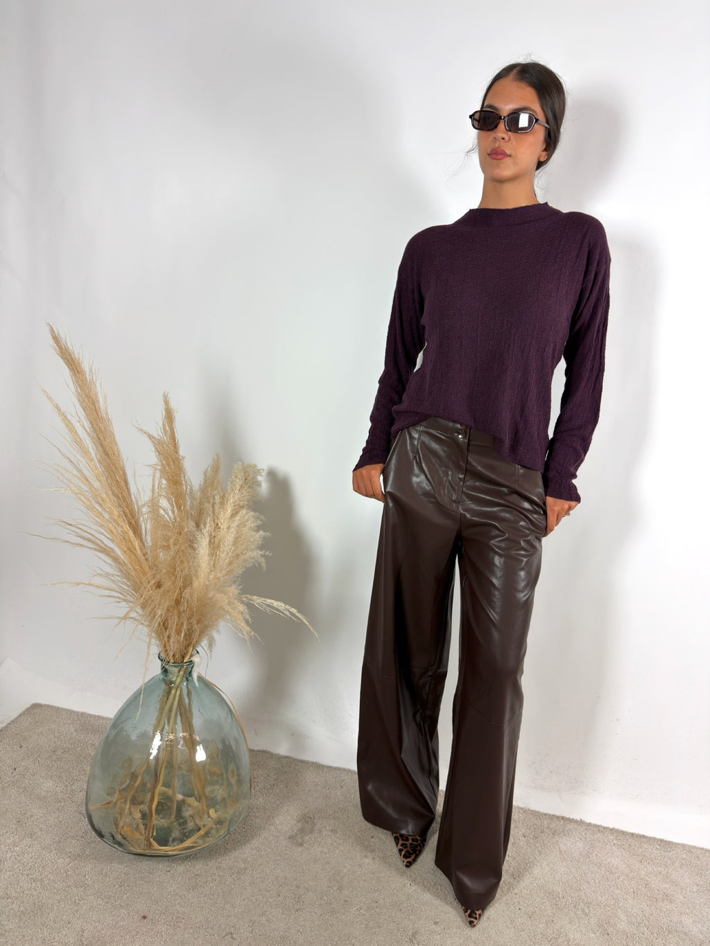 Pantalone Palazzo Soft Leather Surkana Fondente