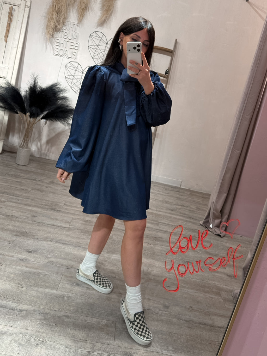 Mini Abito Denim Fiocco Glamorous