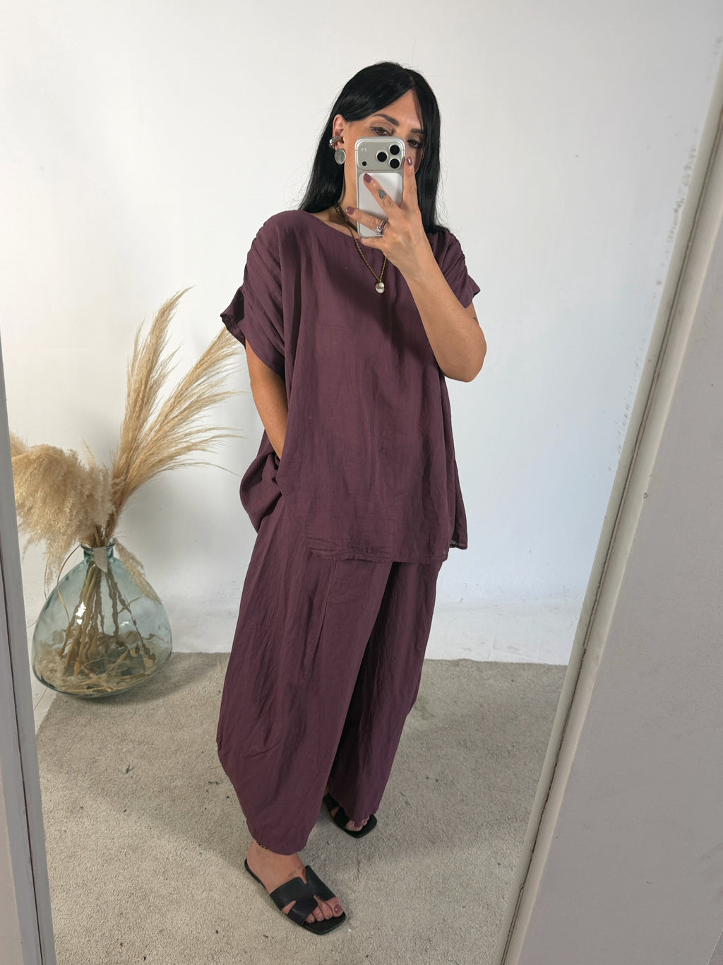 Pantalone Barbara Cotone Malva