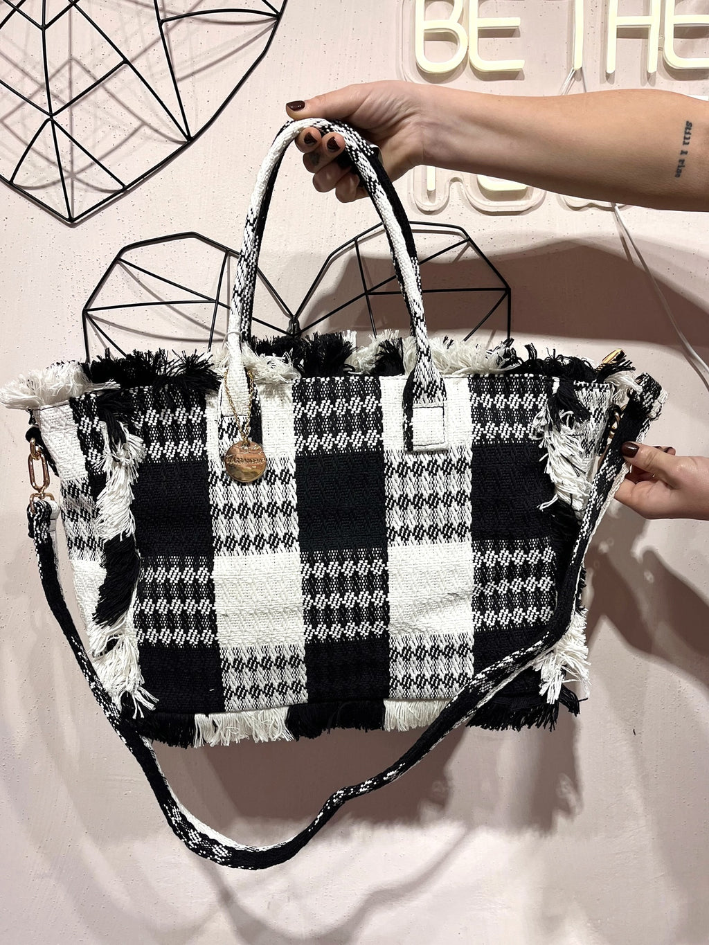 Maxi Borsa Tessuto Check +colori