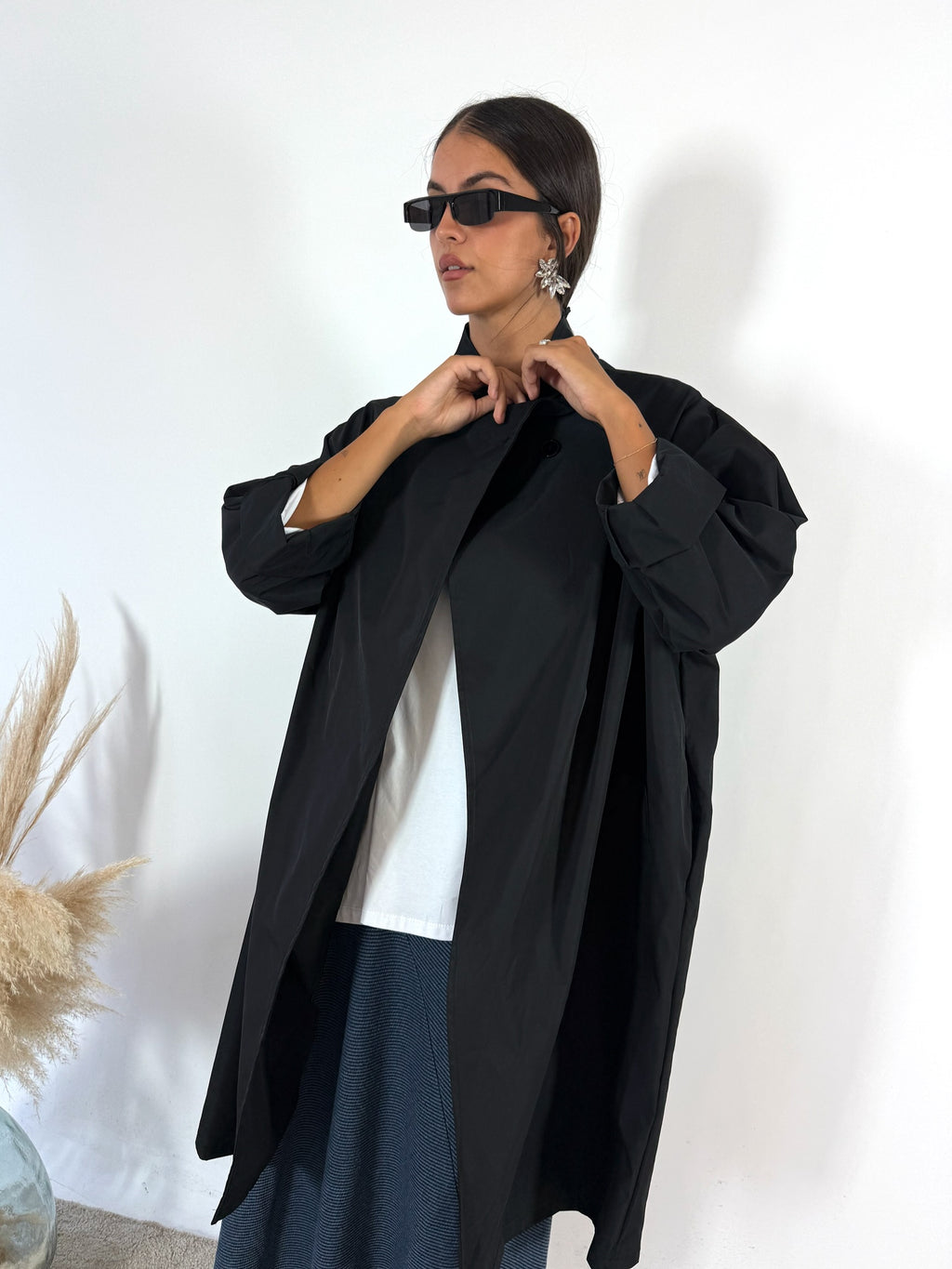 Trench Oversized Impermeabile Nero