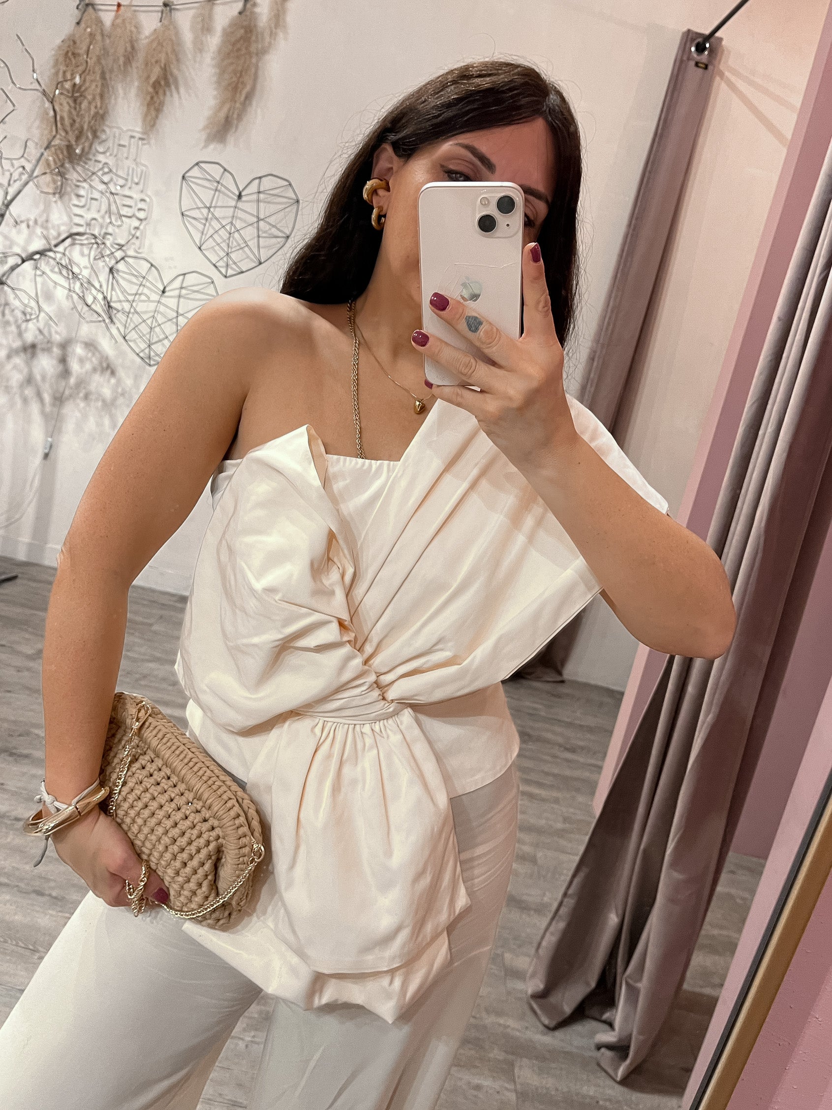 Top Maxi Fiocco Taffeta’ Burro