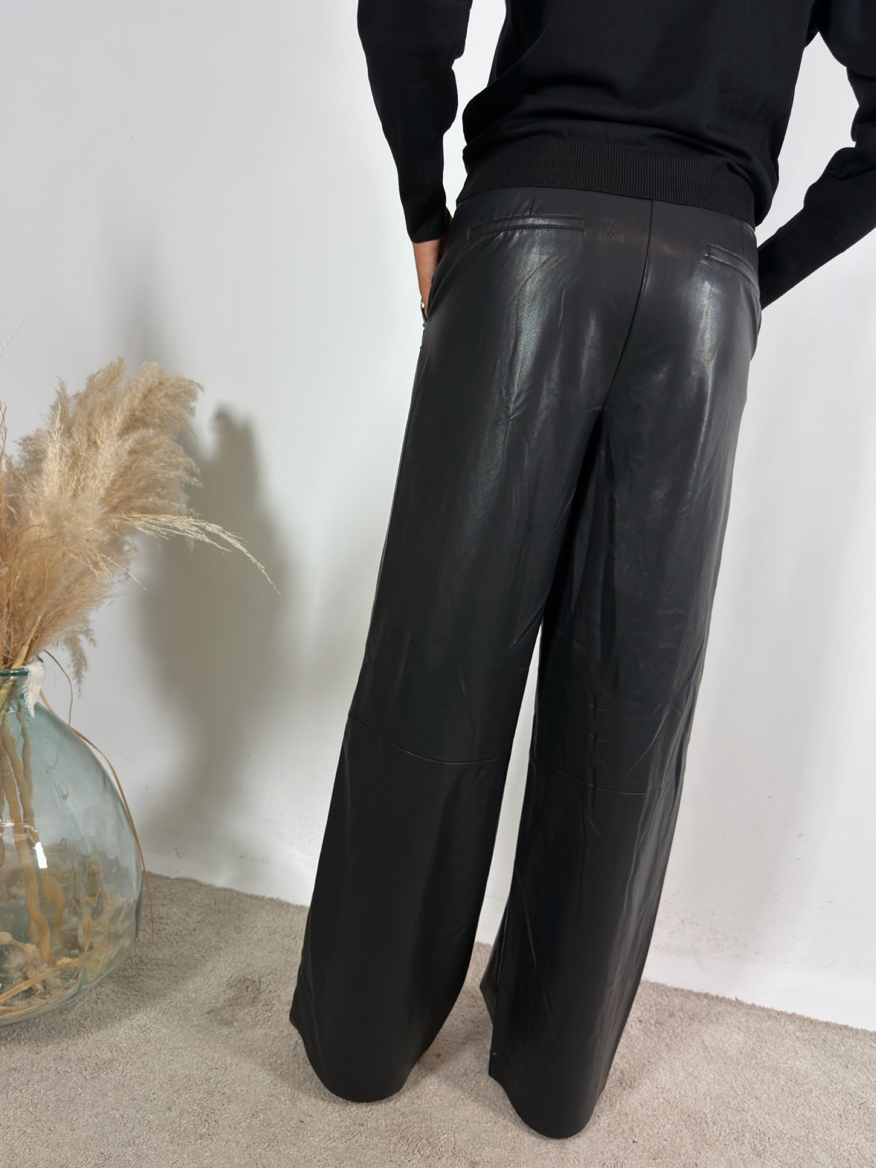 Pantalone Palazzo Soft Leather Surkana Nero