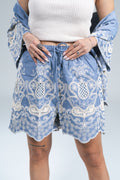 Bermuda Ricamo Crochet Azzurro Glamorous