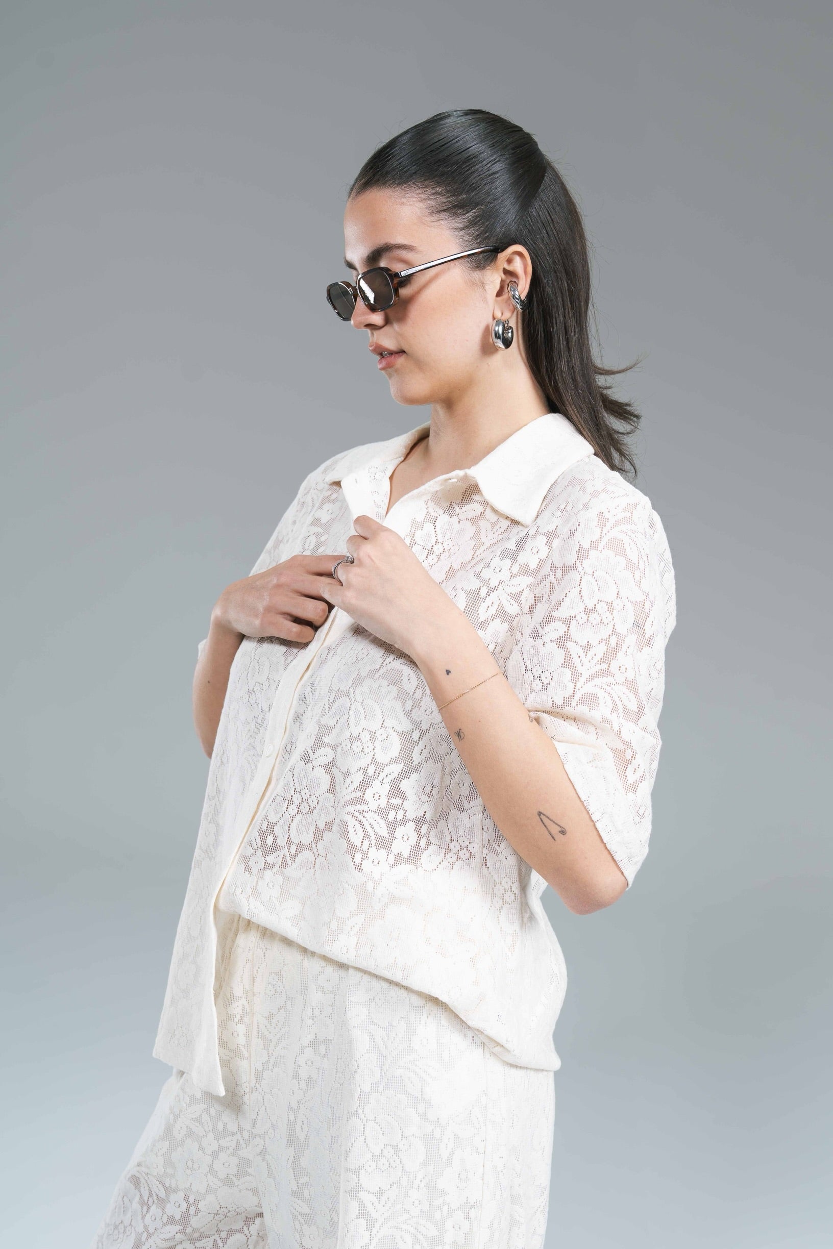 Camicia Pizzo Latte Glamorous