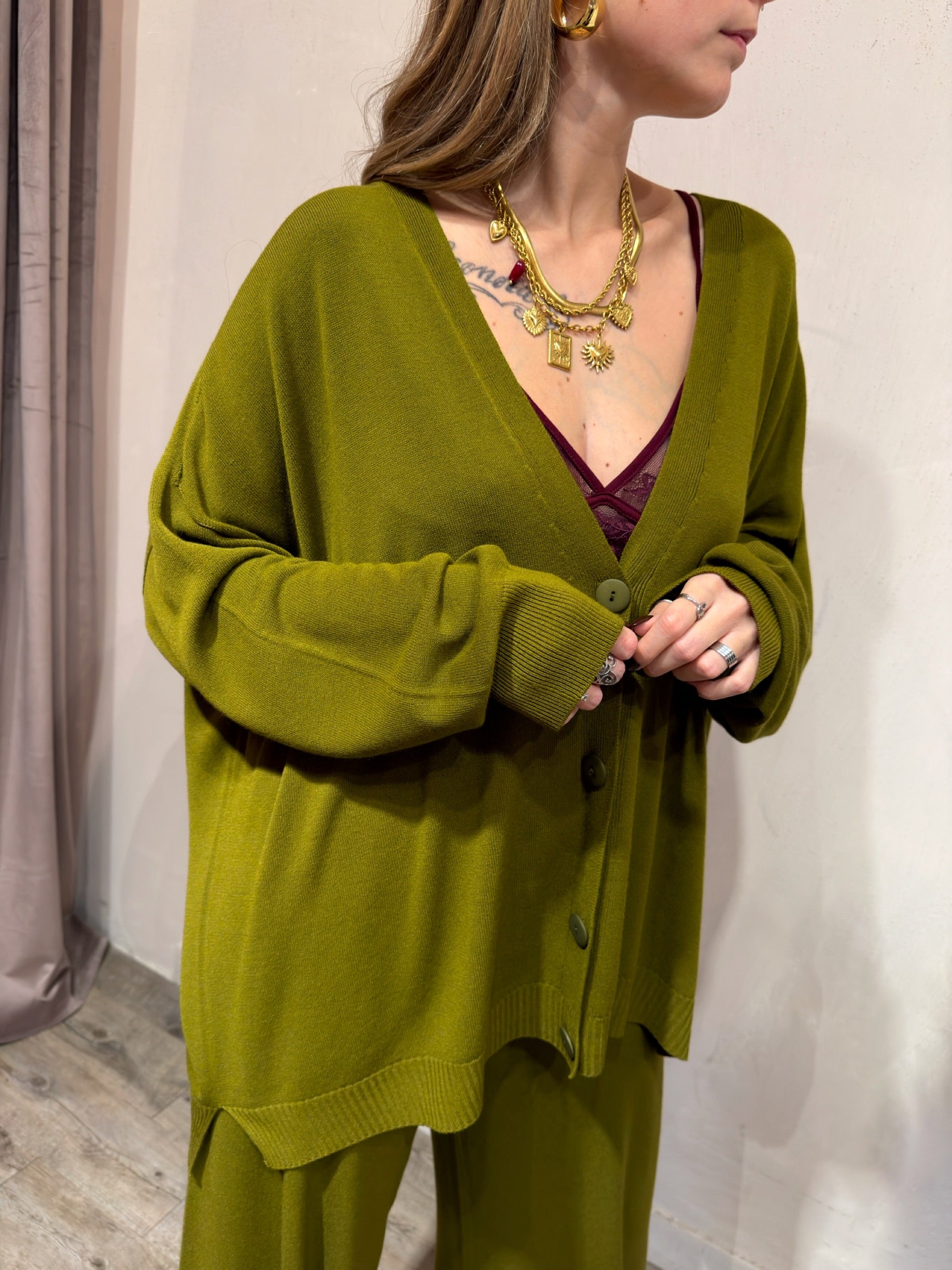 Maxi Cardigan Viscosa Kontatto Olio