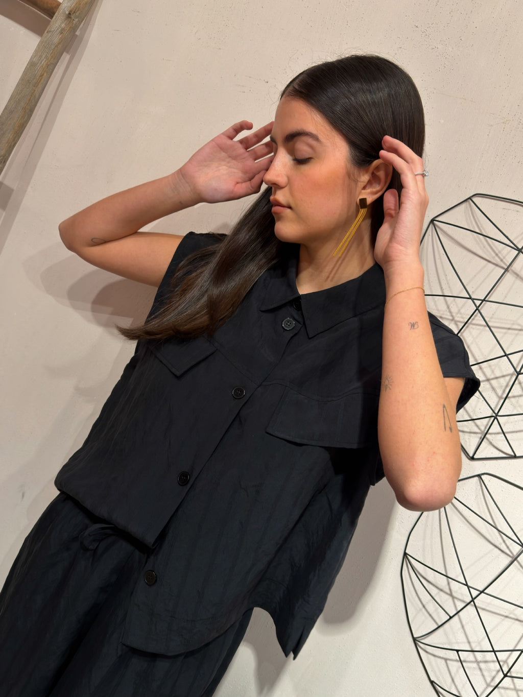 Camicia Tasche Nero Kontatto