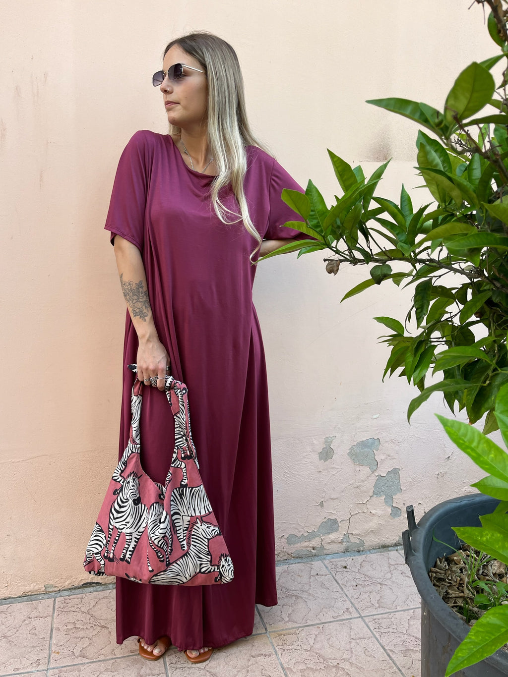Maxi Abito Mary Manica Corta Fluido +colori