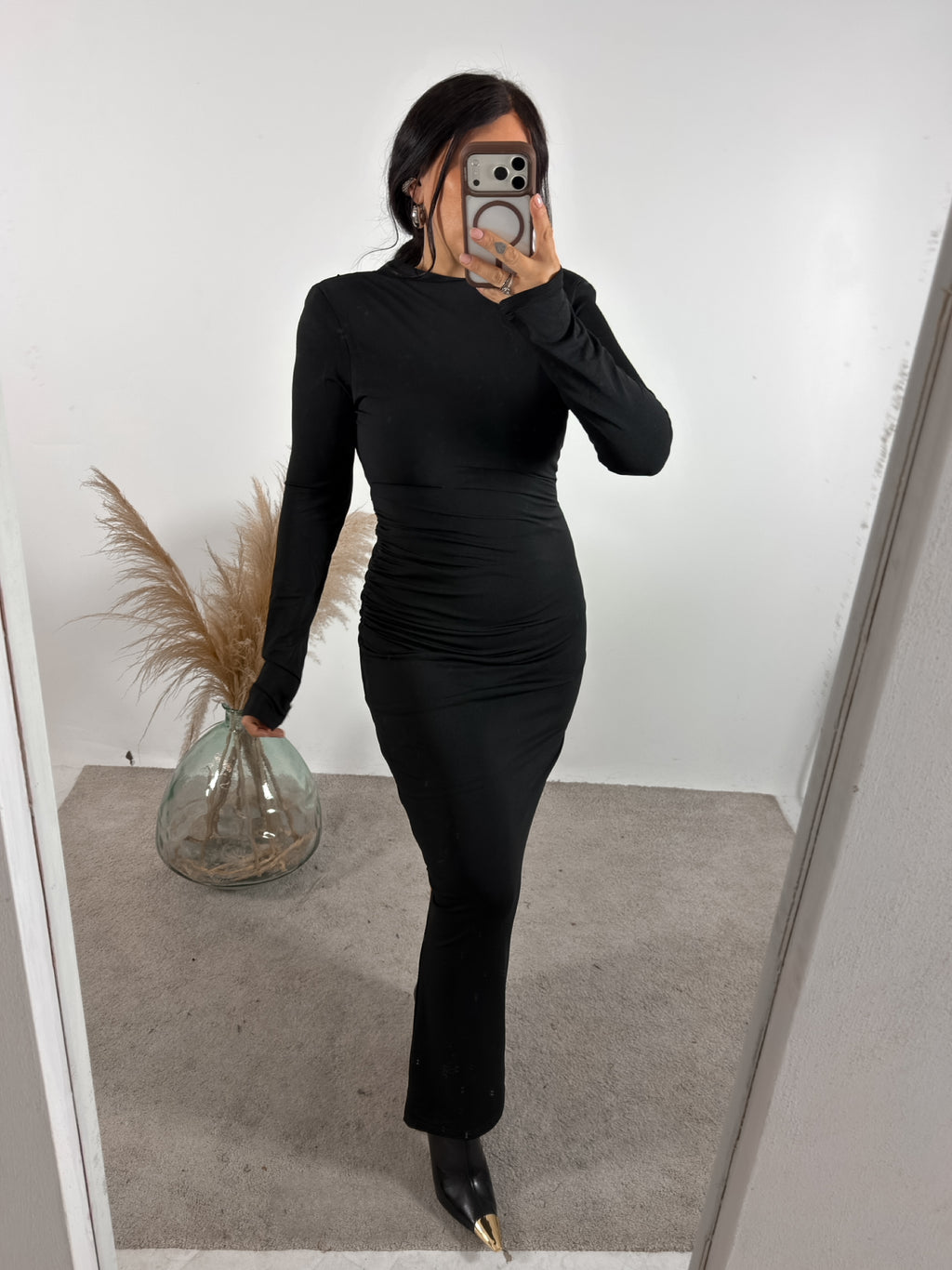 Abito Jersey Schiena Nuda Nero Glamorous