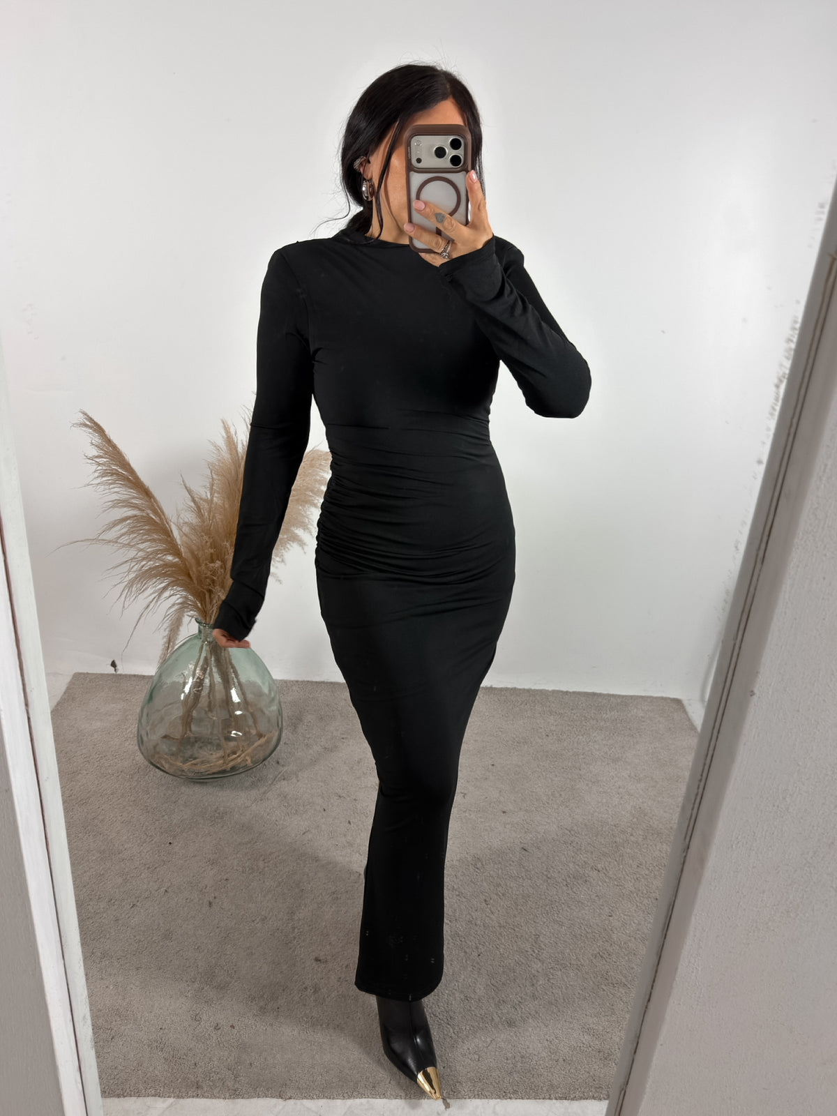 Abito Jersey Schiena Nuda Nero Glamorous
