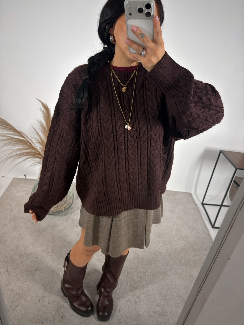 Maxi Maglione Crop Treccia Burgundy Glamorous