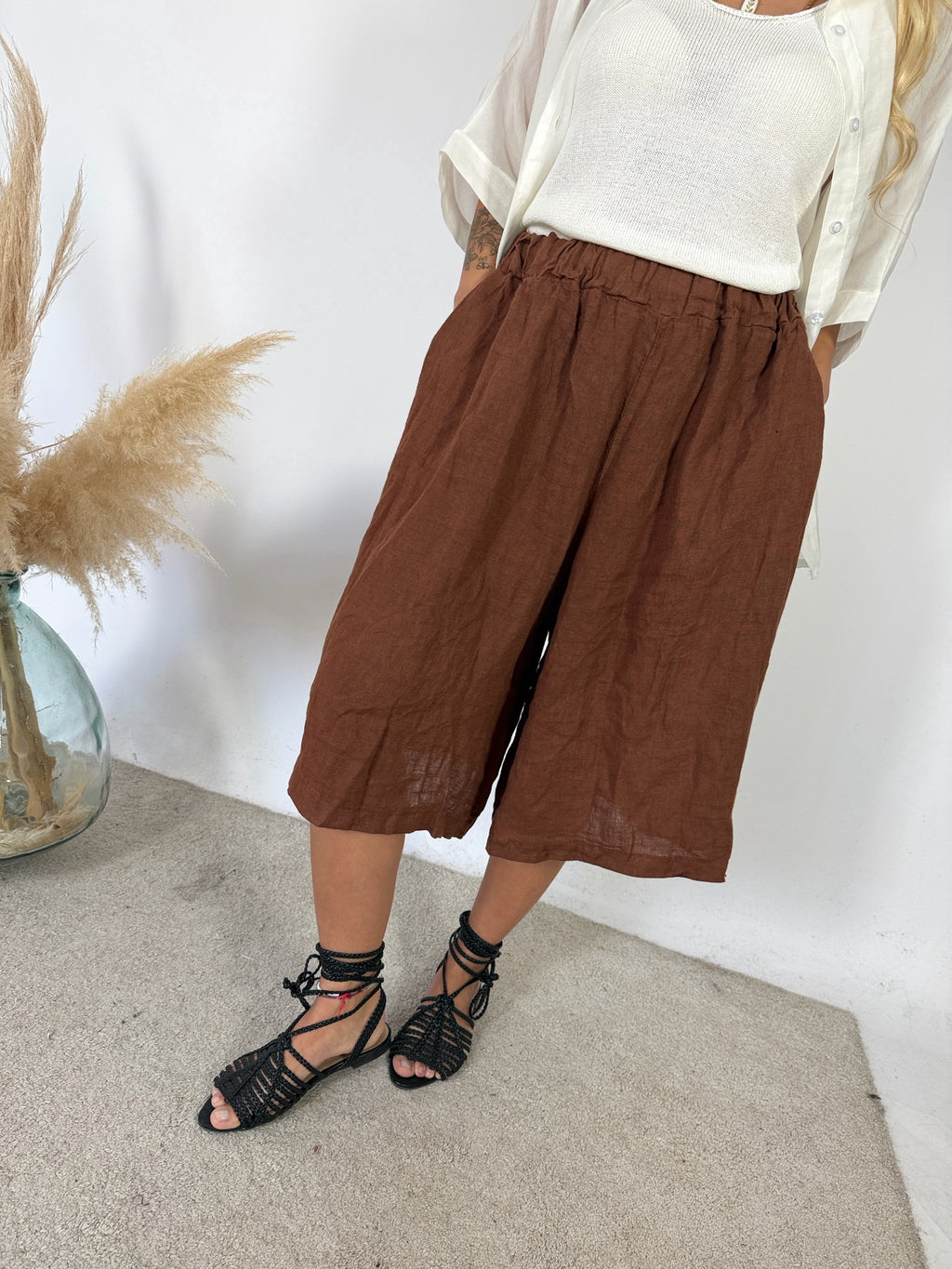 Maxi Bermuda Lino Bruciato