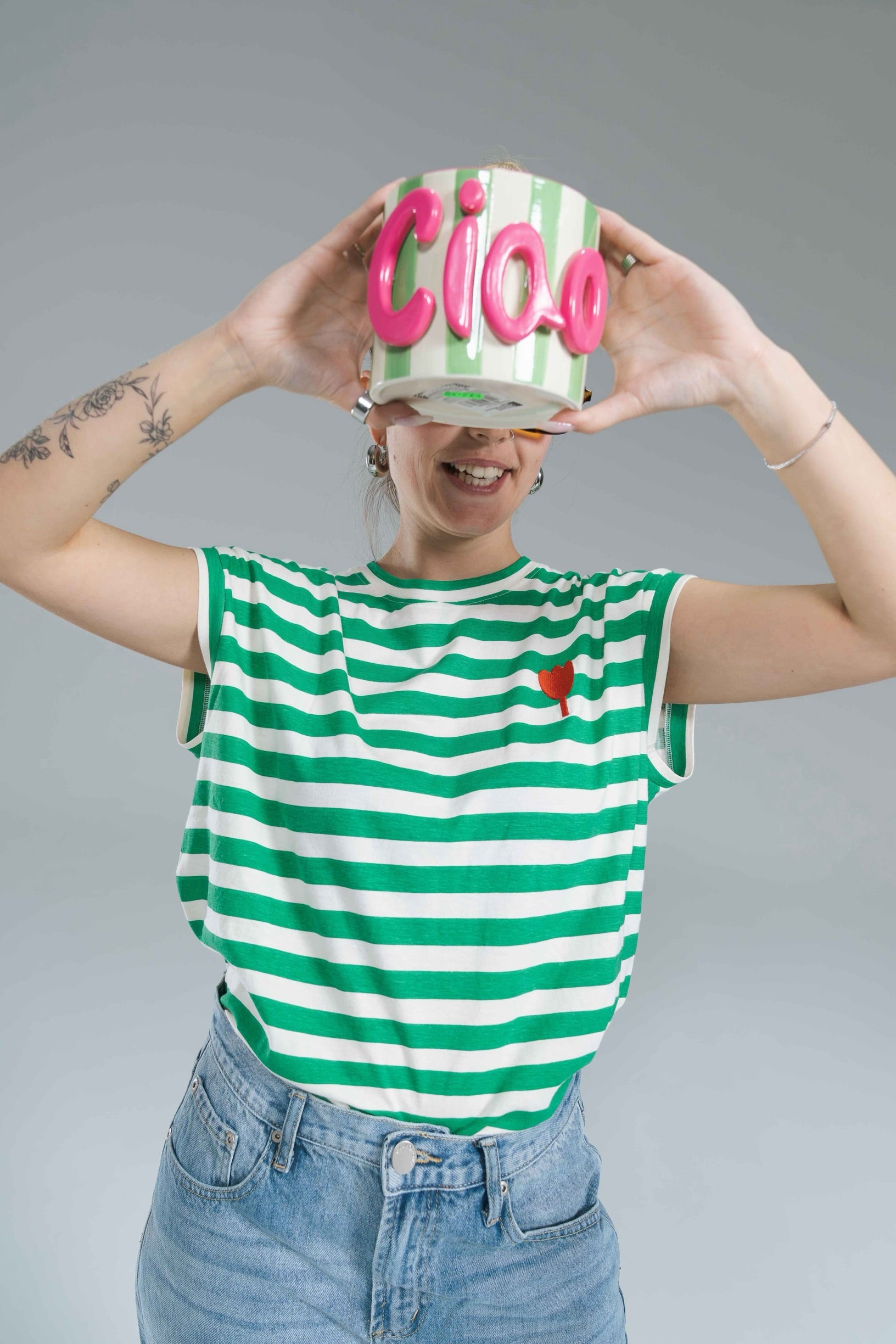 T-shirt Riga Verde Tulipano Compania Fantastica