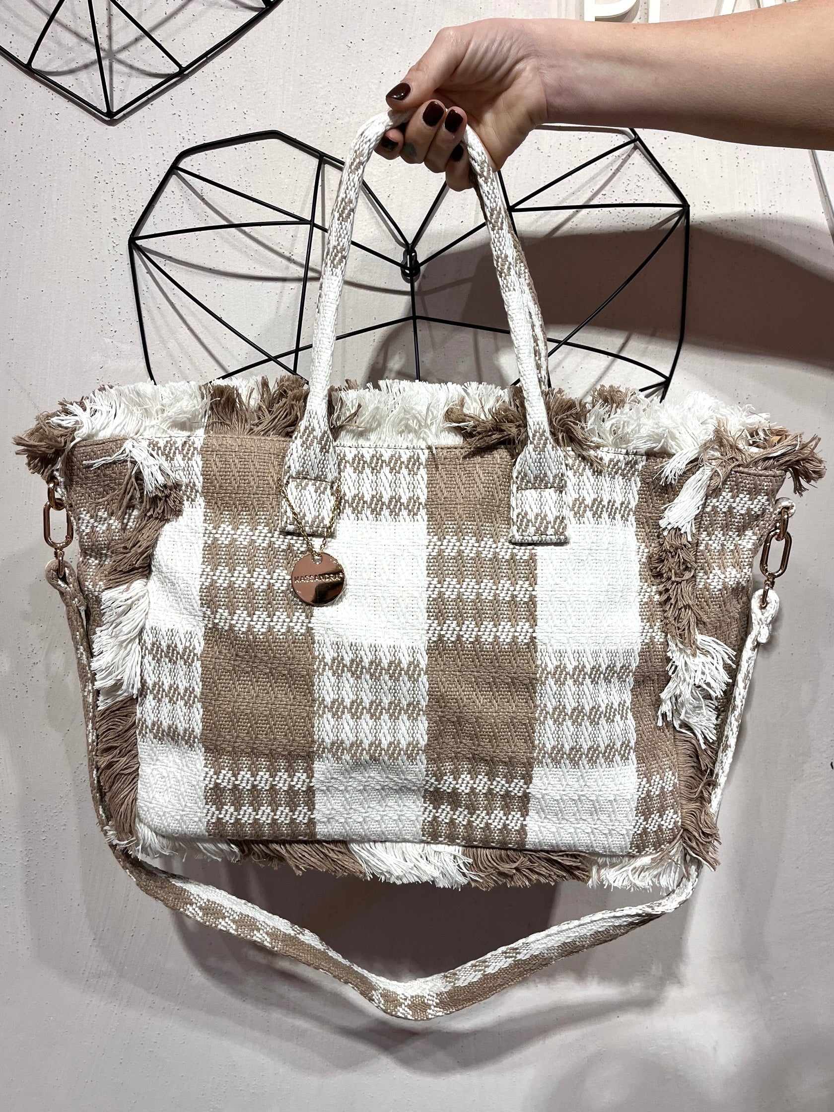 Maxi Borsa Tessuto Check +colori